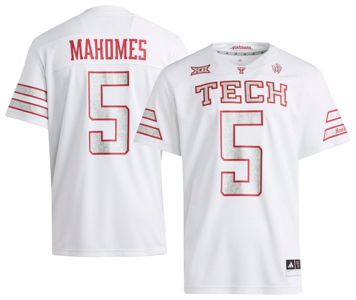adidas Men's Texas Tech Red Raiders White Strategy Galvanized Mahomes Jersey product image