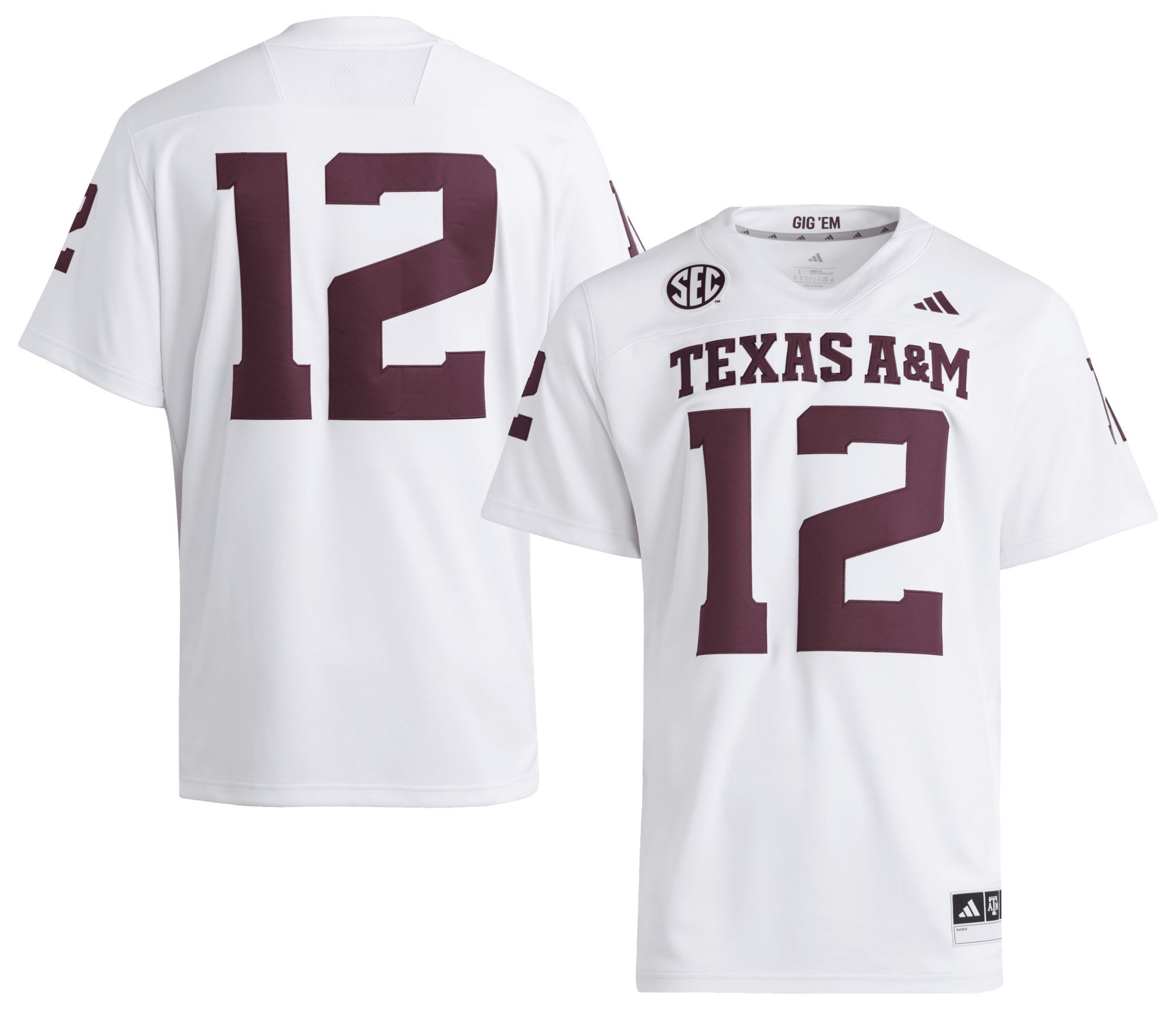 adidas Men's Texas A&M Aggies White Premier Replica Road Jersey product image