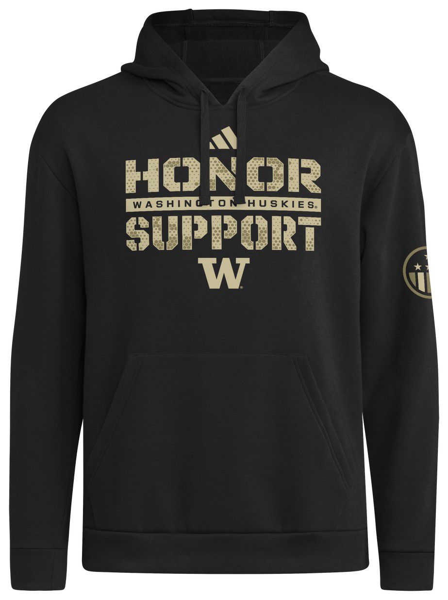 adidas Men's Washington Huskies Black 2025 Honor and Support Strategy Pullover Hoodie product image