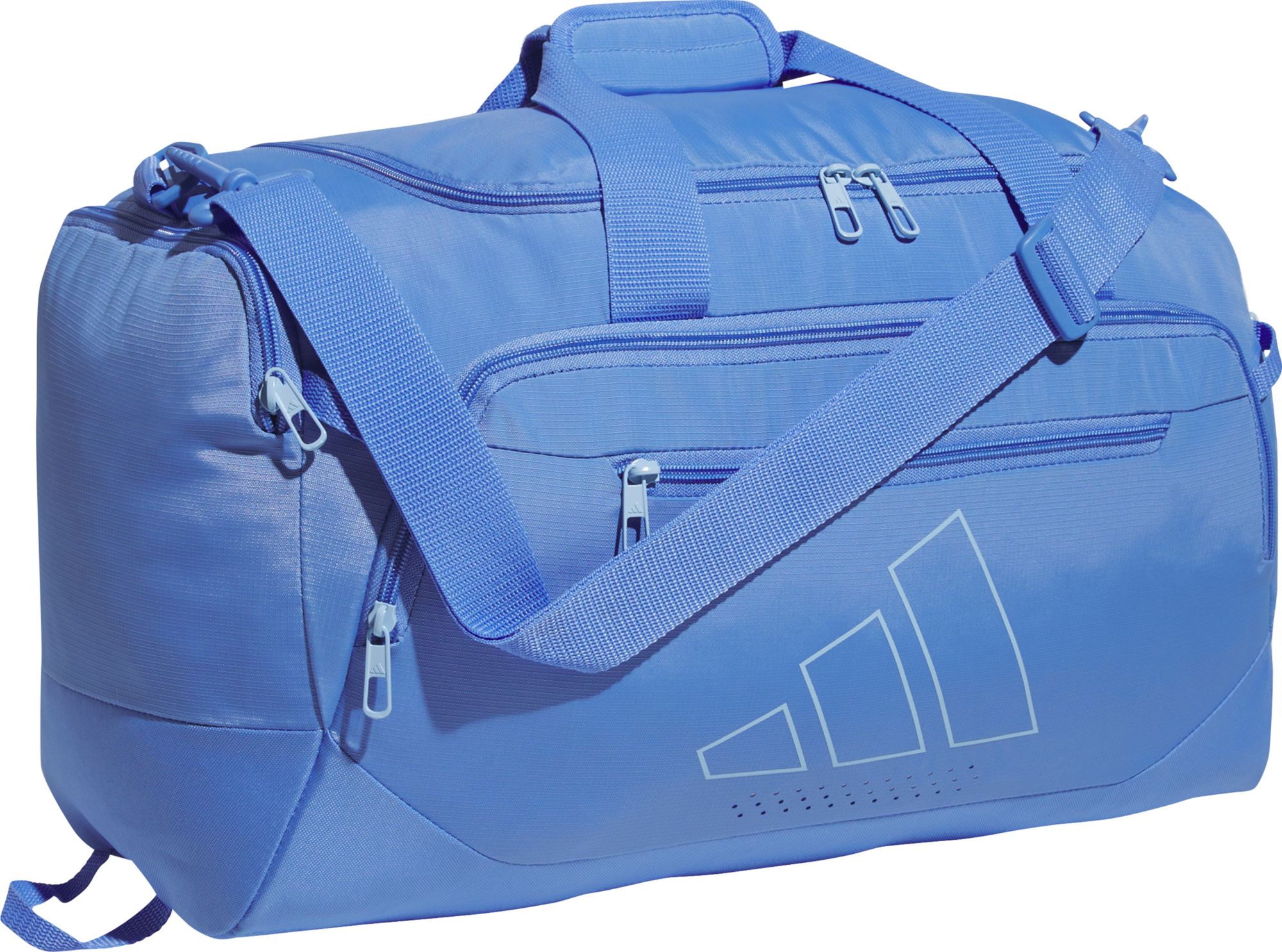 A blue duffle bag