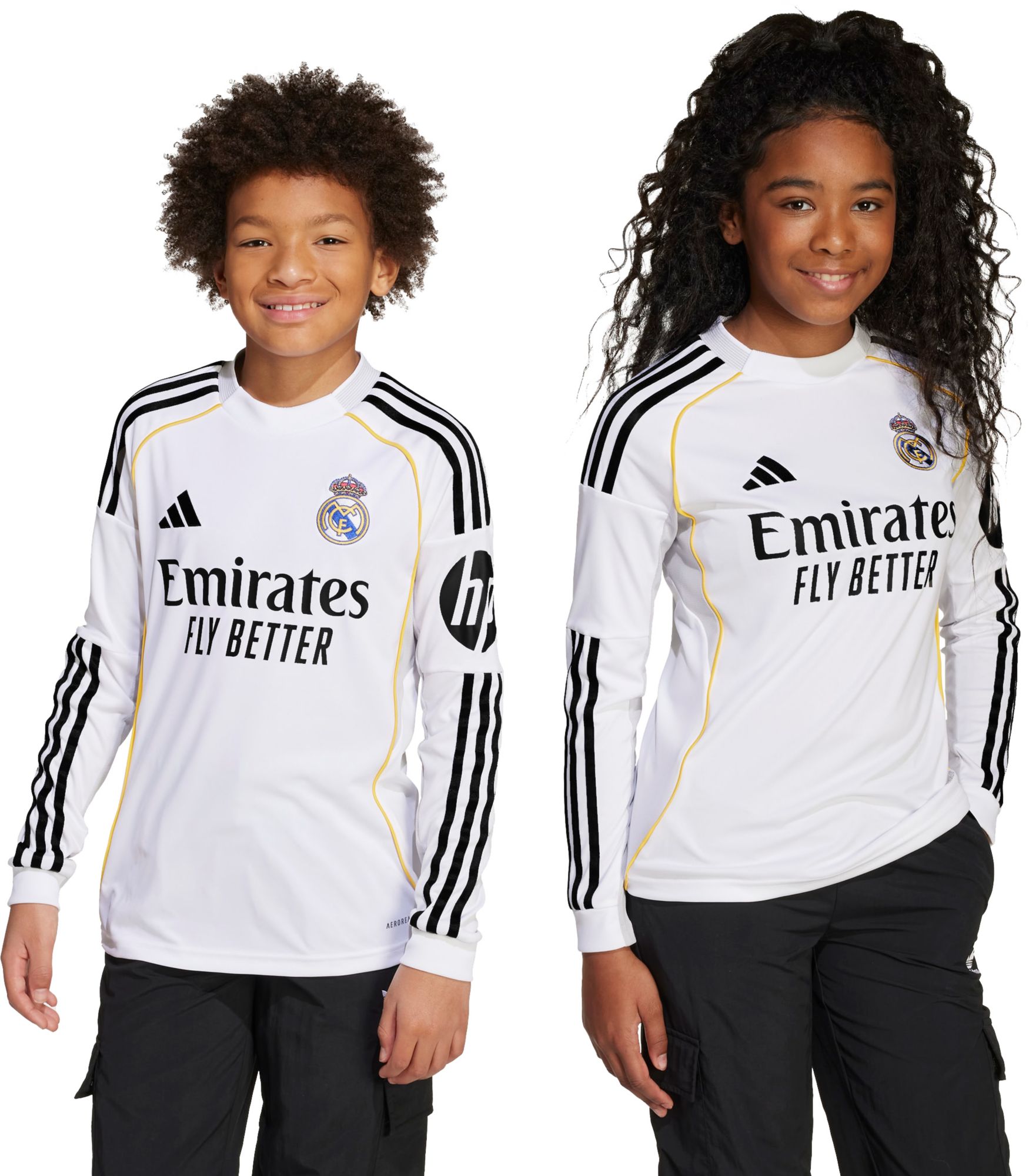 adidas Youth Real Madrid 2025 White Home Long Sleeve Replica Jersey product image