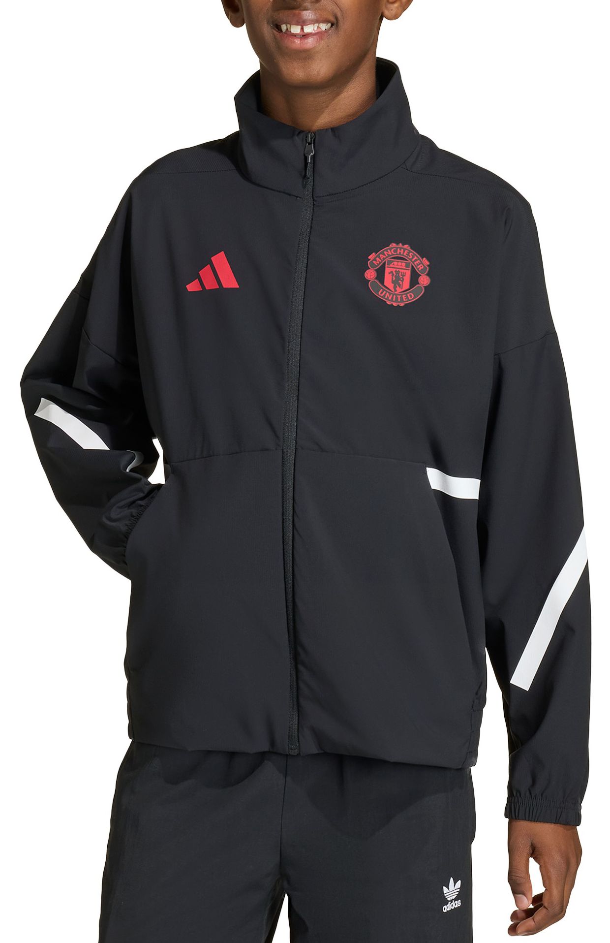 adidas Youth 2025 Manchester United Black Anthem Full-Zip Jacket product image