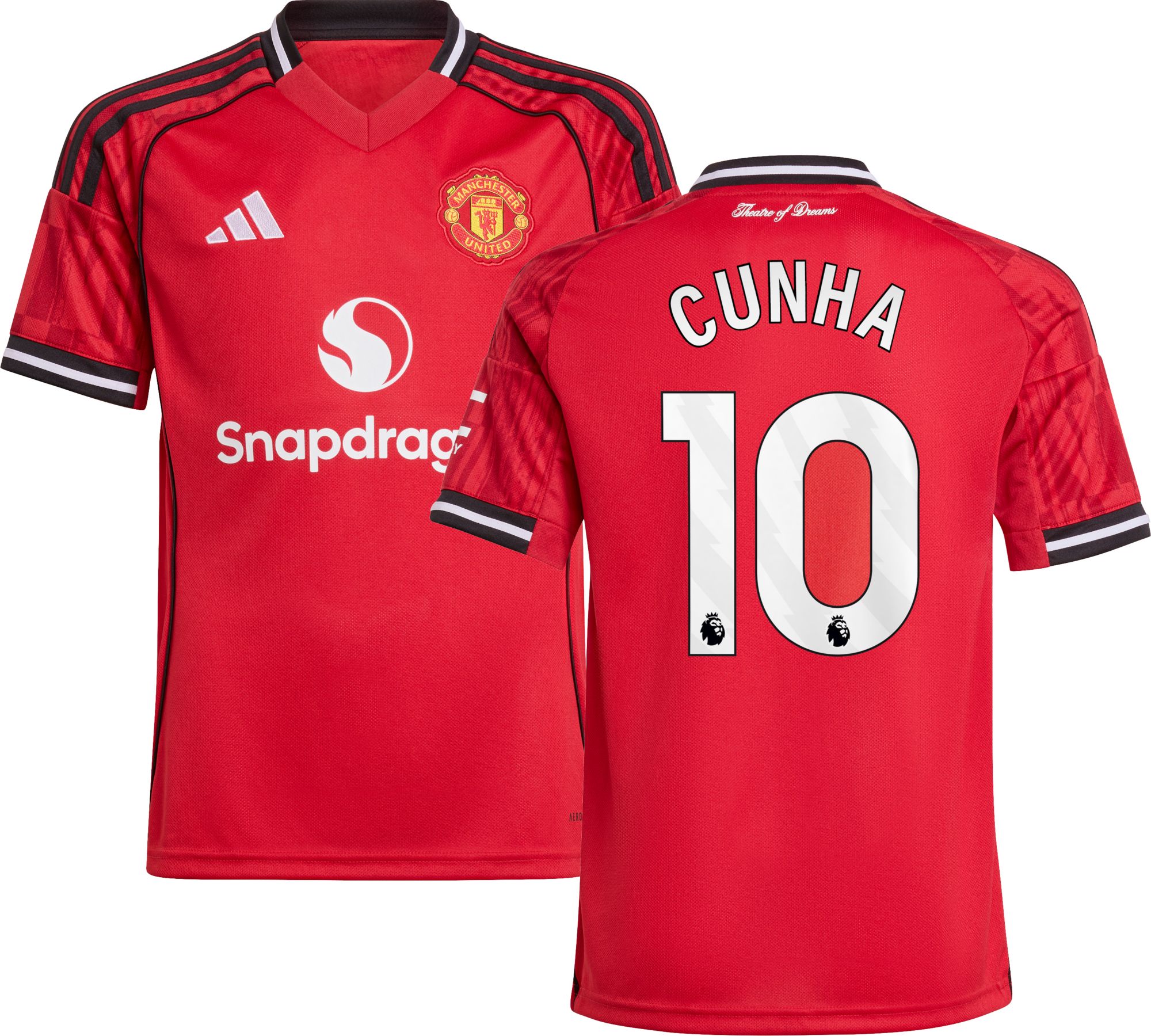 adidas Youth Manchester United Matheus Cunha #10 2025 Home Replica Jersey product image