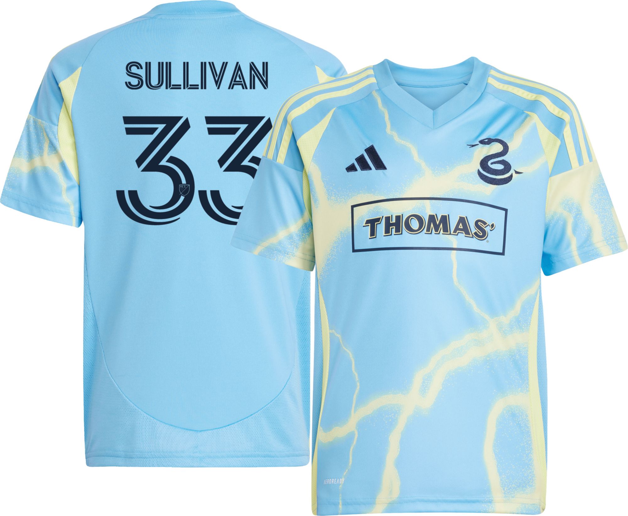 adidas Youth Philadelphia Union Quinn Sullivan #33 2025 Secondary Replica Jersey product image