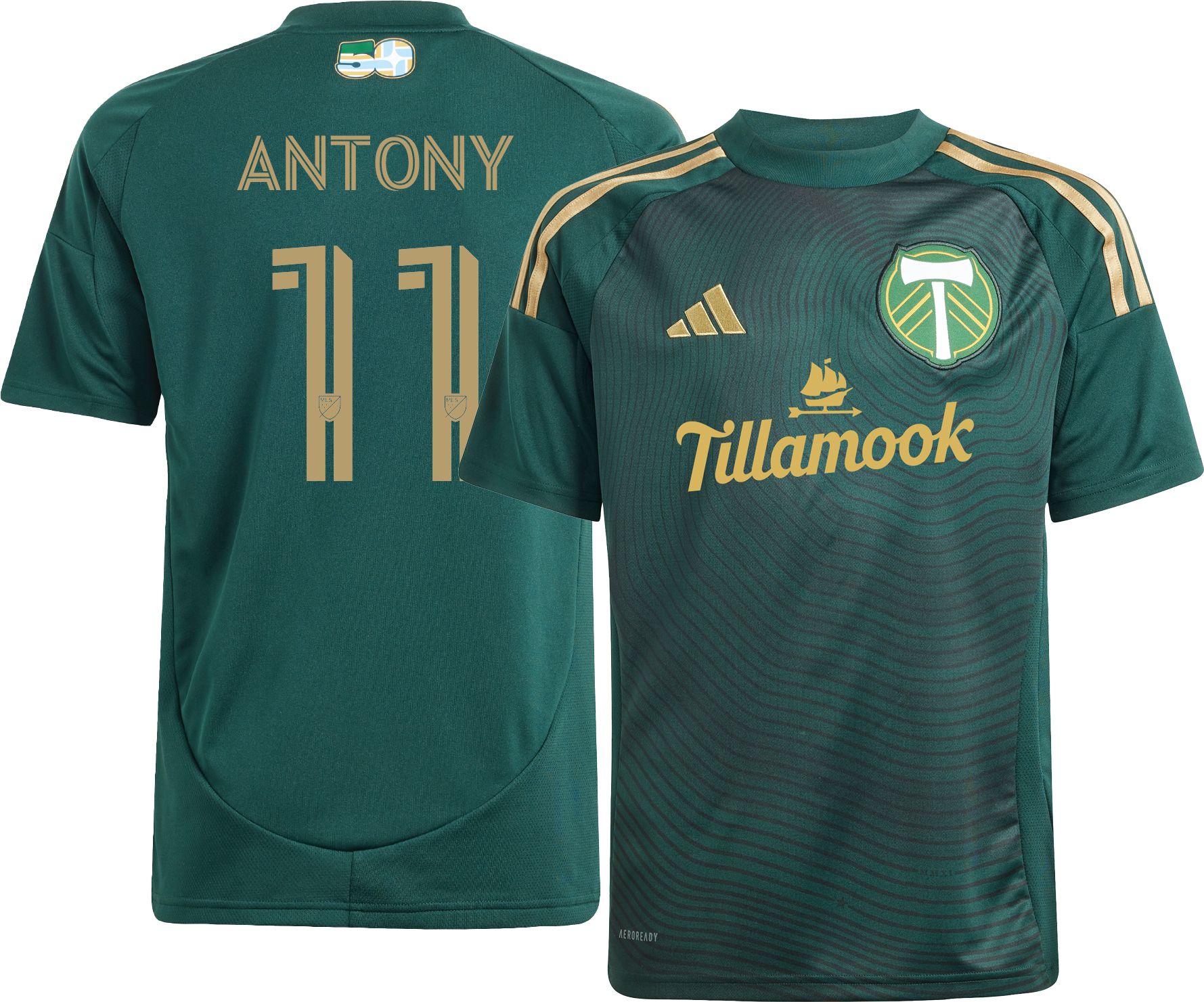 adidas Youth Portland Timbers Antony Alves Santos #11 2025 Primary Replica Jersey product image