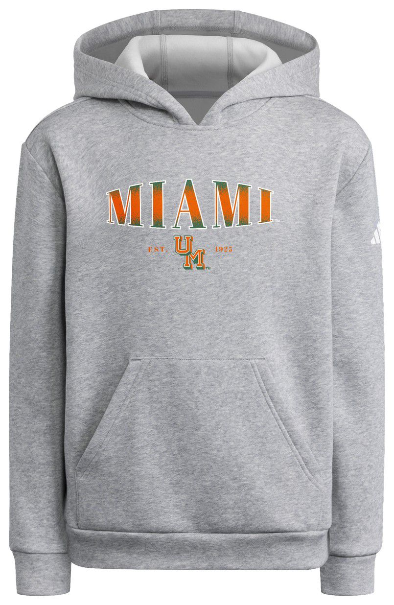 adidas Youth Miami Hurricanes Gray Seasonal Vault Puffed Out Hoodie product image