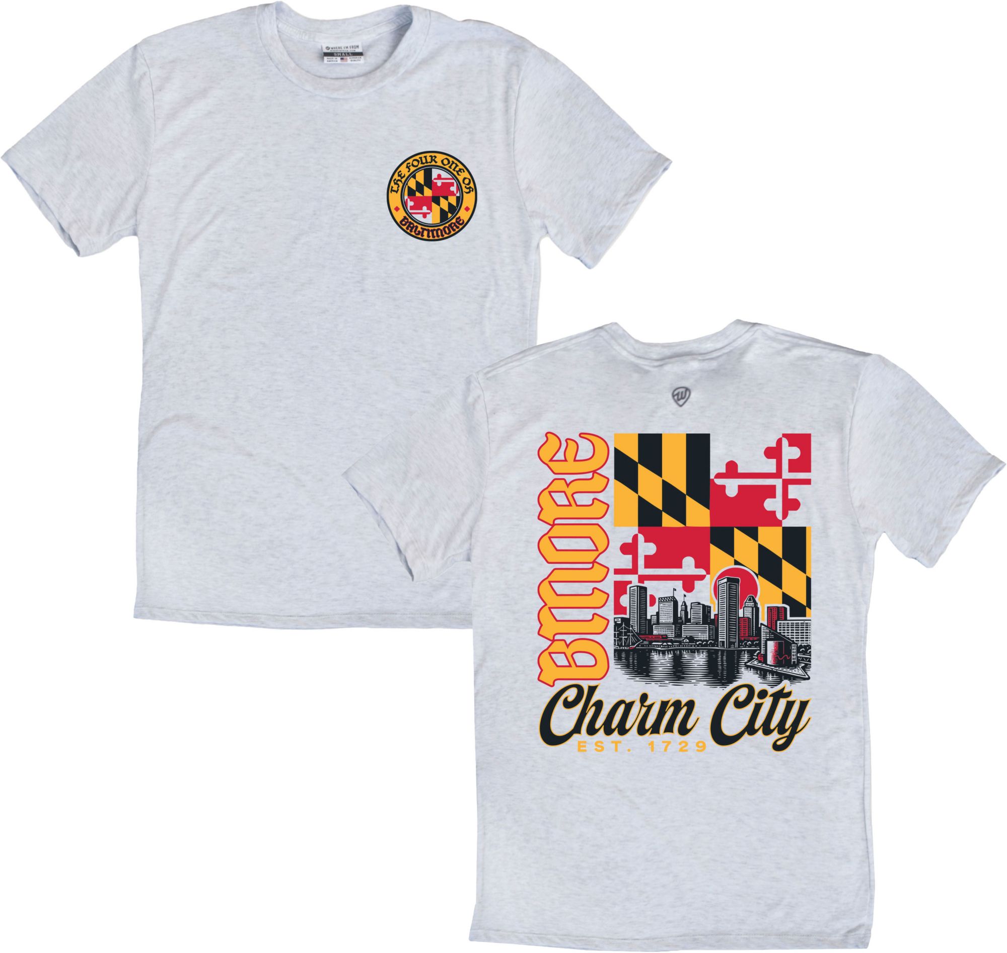 Where I'm From Men's Maryland White Flag 2Hit T-Shirt product image