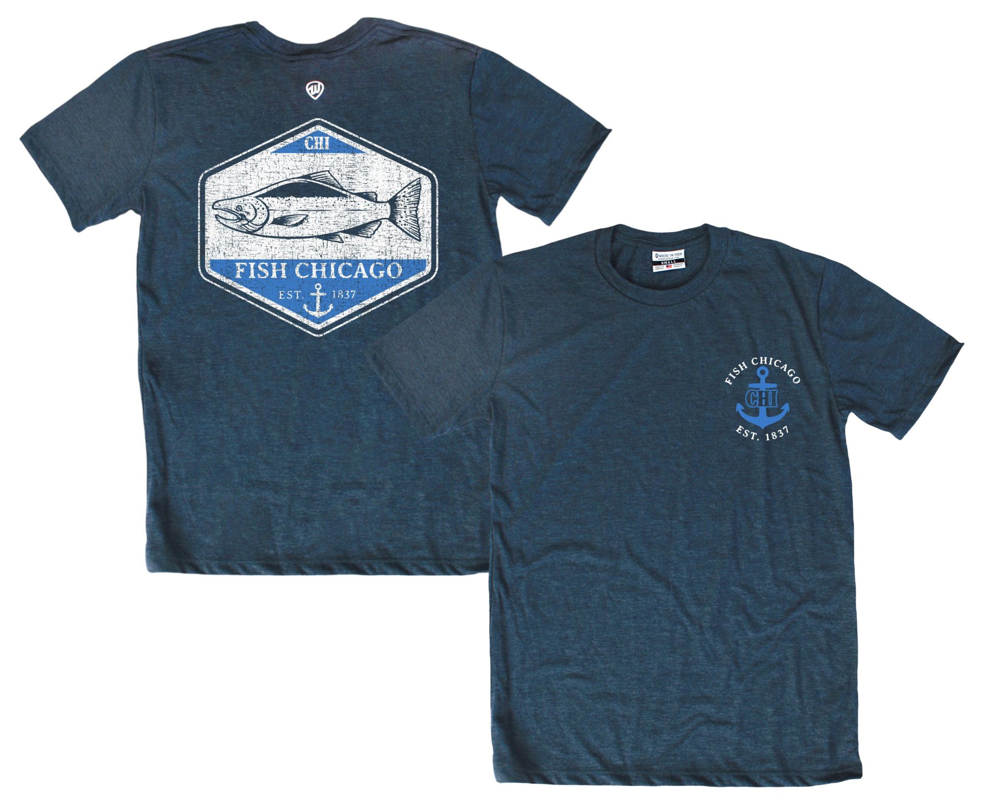 Where I'm From Adult Chicago Navy Father's Day 2Sided Fishing T-Shirt product image