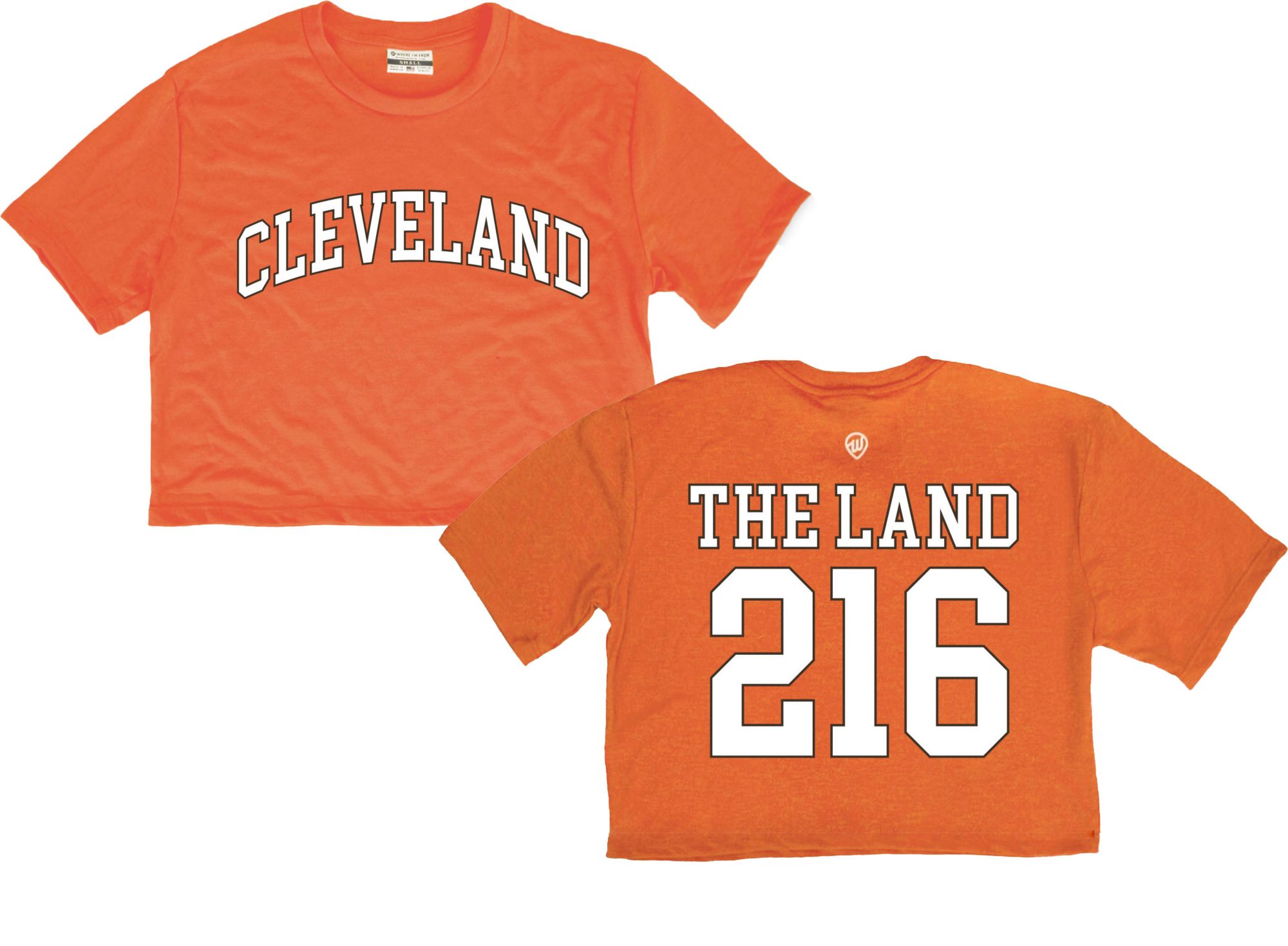 Where I'm From Women's Cleveland Orange 2-Hit Cropped Short Sleeve T-Shirt product image