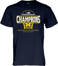 Blue 84 Adult 2025 Men's Basketball Big 10 Conference Champions Michigan Wolverines Locker Room T-Shirt