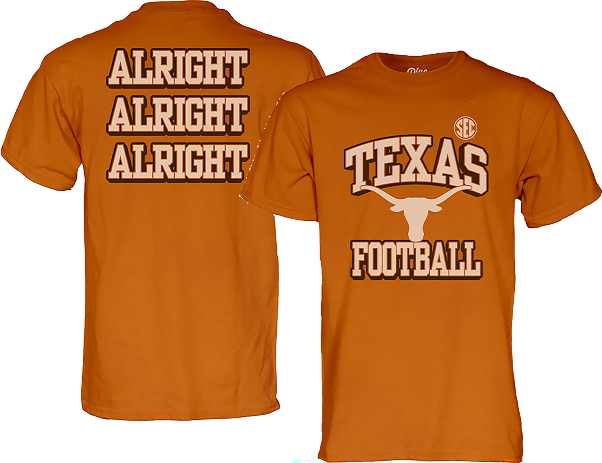 Blue 84 Men's Texas Longhorns Orange 'Alright Alright Alright' Short Sleeve T-Shirt product image