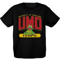 Blue 84 Youth Maryland Terrapins Muppets Kermit Black T-Shirt