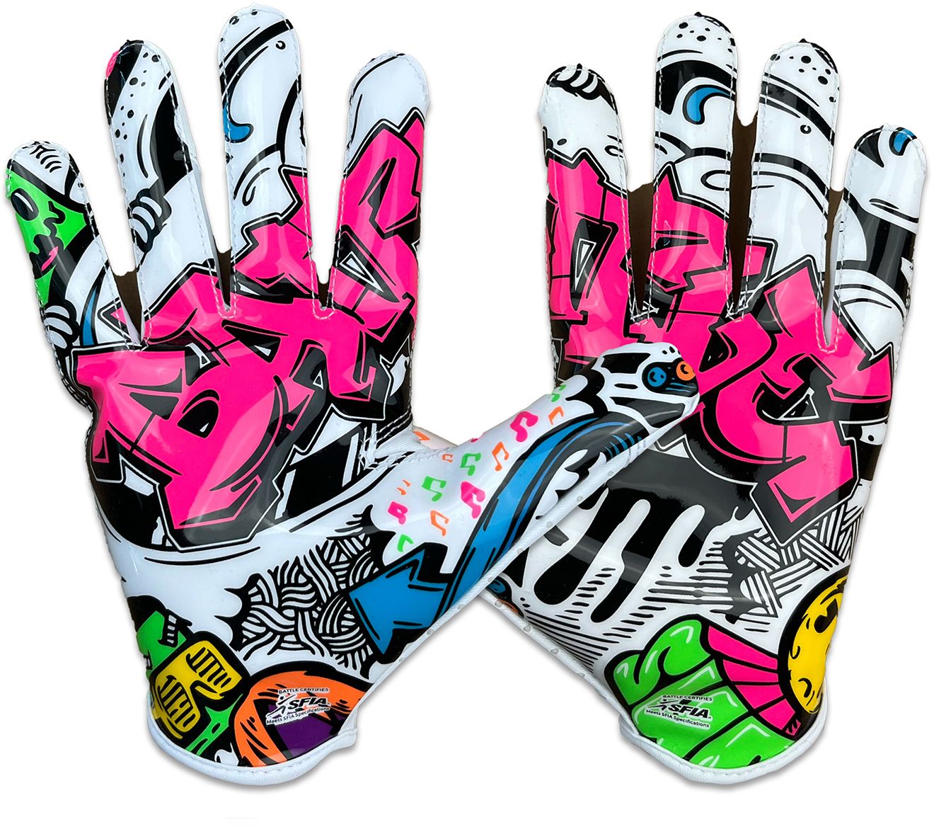 Battle Youth Doom Speed Receiver Football Gloves - Graffiti product image