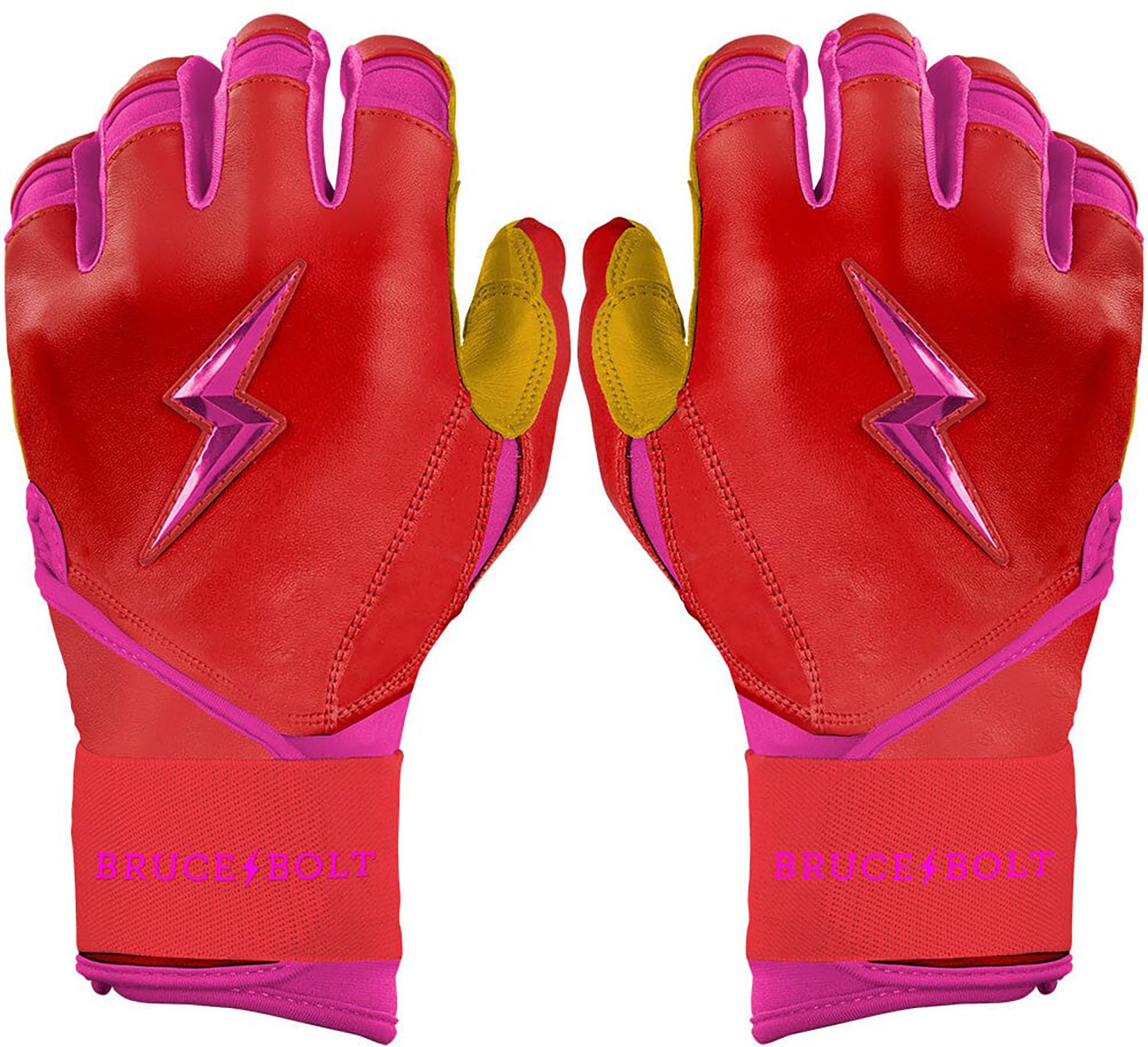 BRUCE BOLT Youth Signiture Series Long Cuff Gold Palm Batting Gloves product image