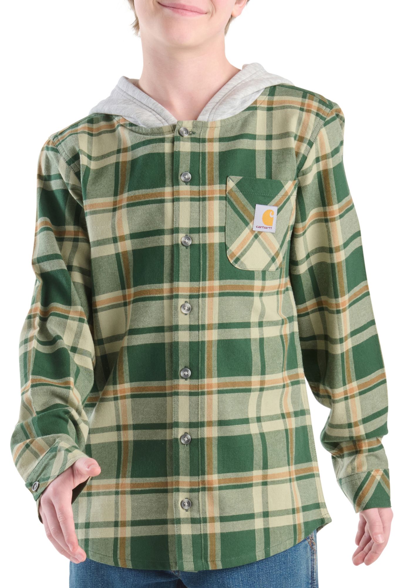 Carhartt Boys' Hooded Flannel Button-Front Long Sleeve Shirt product image