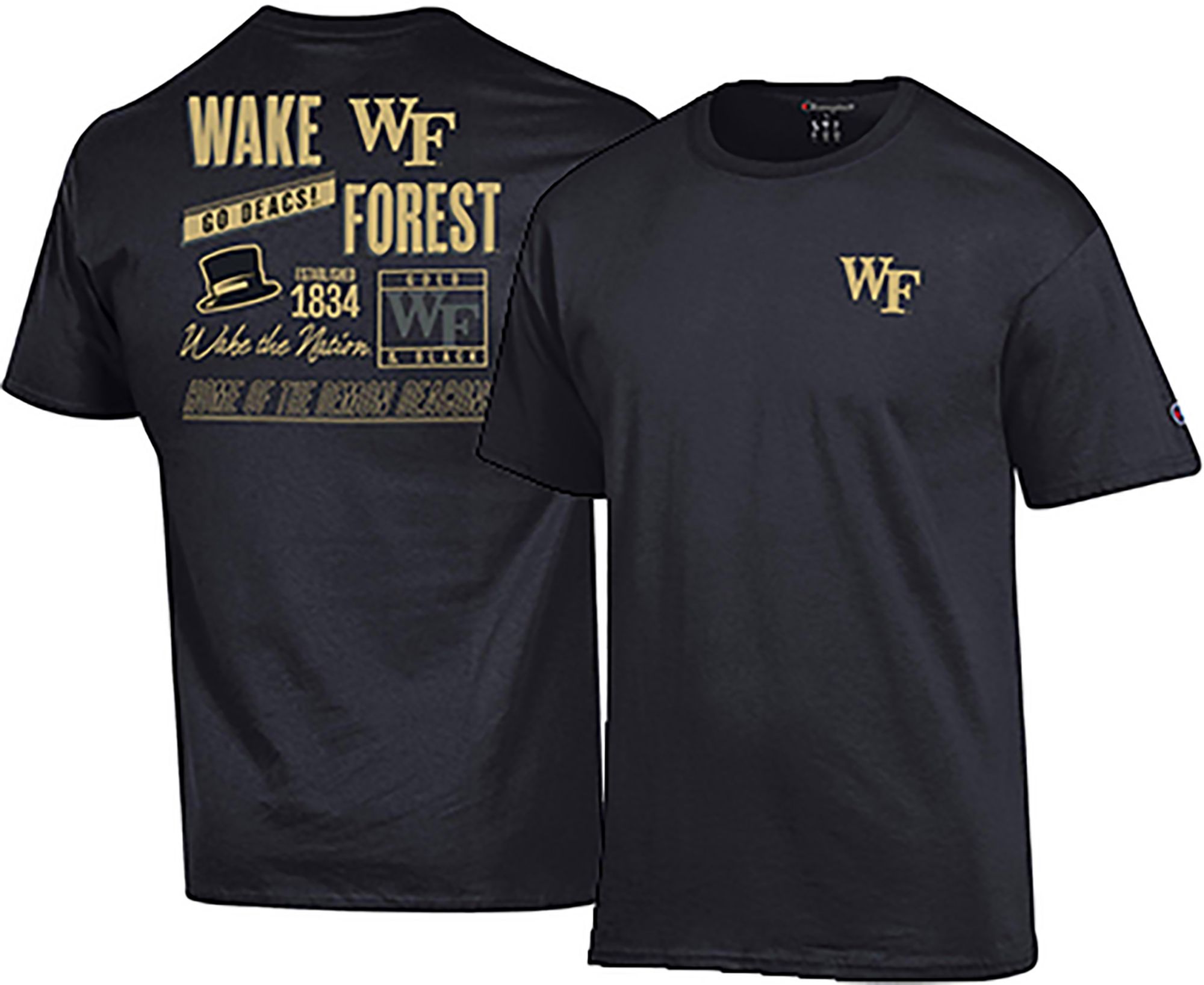 Champion Men's Wake Forest Demon Deacons Black 2-Hit Jersey T-Shirt product image