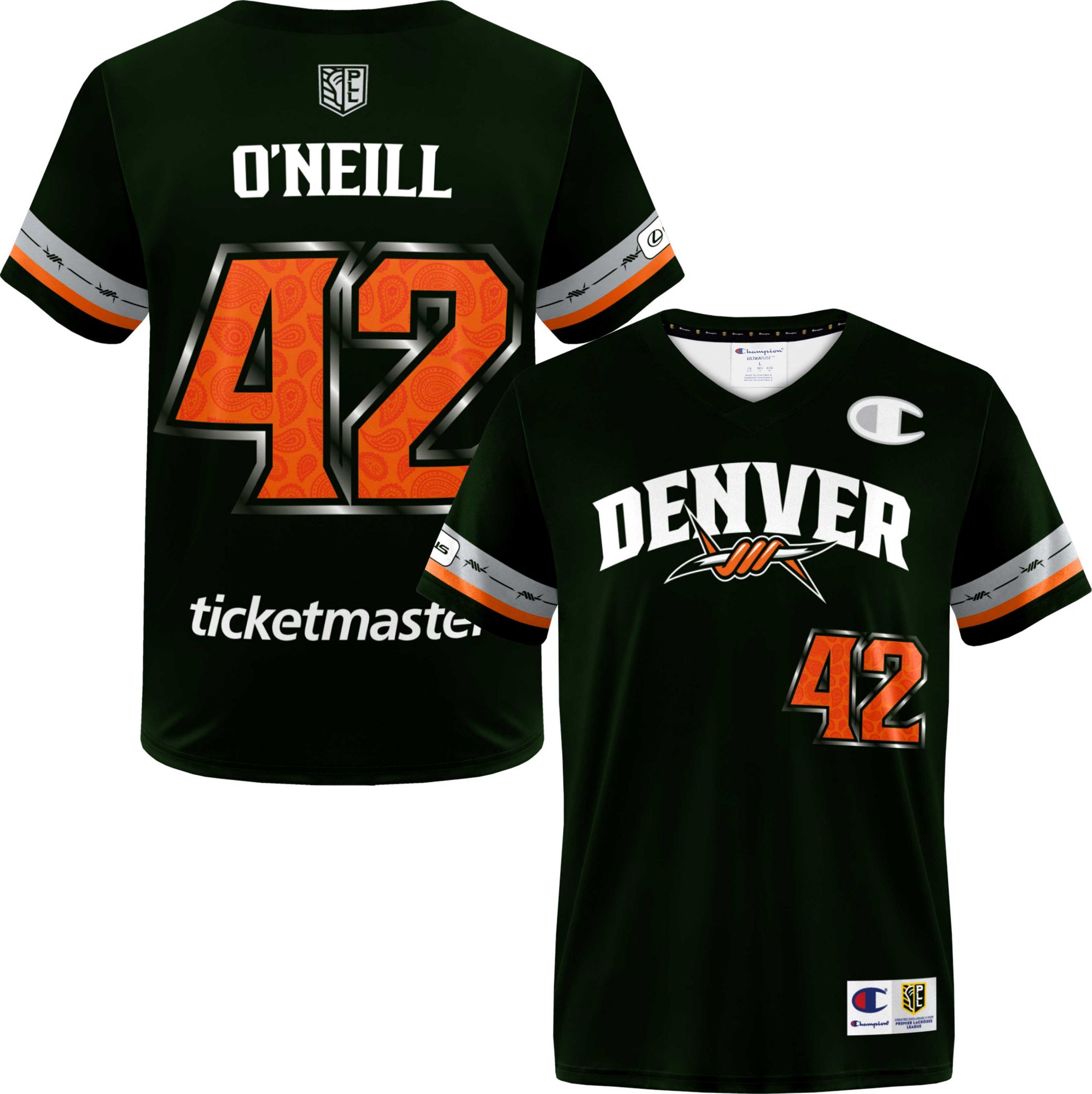 Champion Men's Denver Outlaws Brennan O'Neill #42 Black Replica Jersey product image