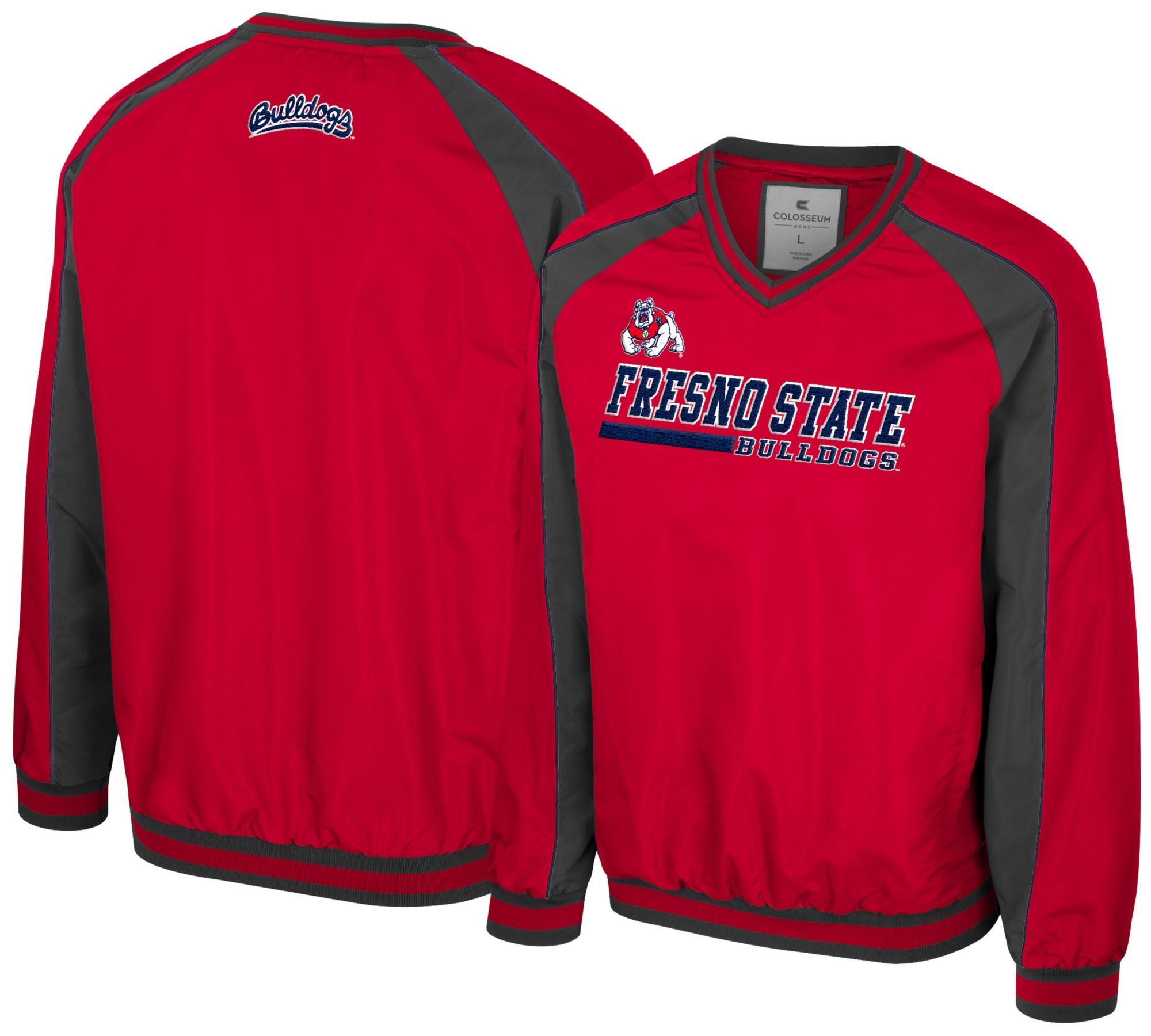 Colosseum Men's Fresno State Bulldogs Red Goes America Coach Pullover Jacket product image