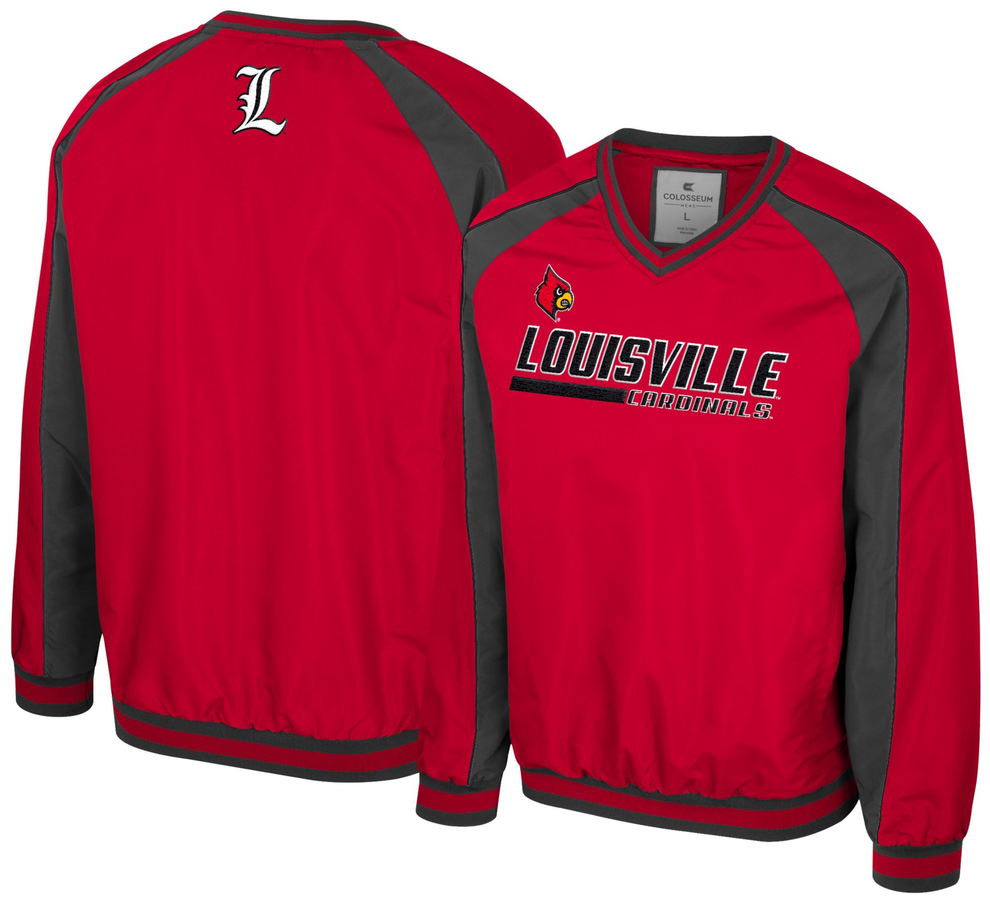 Colosseum Men's Louisville Cardinals Red Goes America Coach Pullover Jacket product image