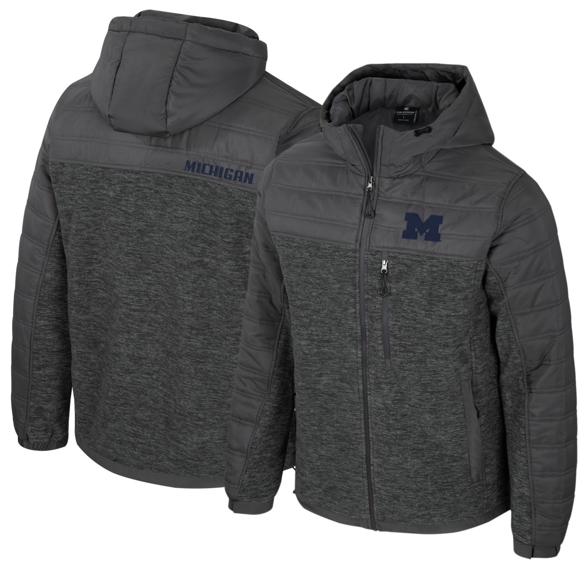 Colosseum Men's Michigan Wolverines Charcoal Nightman Full-Zip Jacket product image