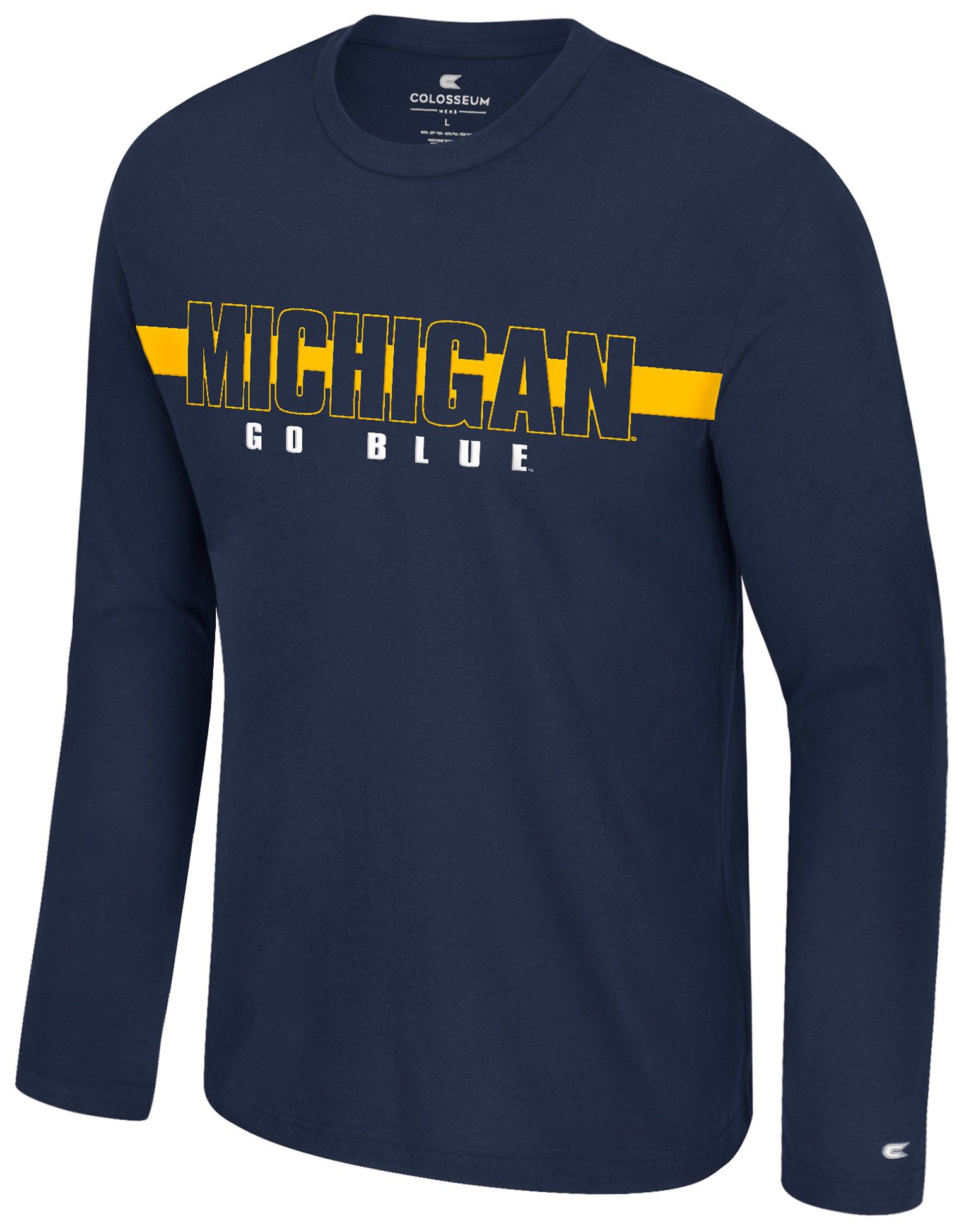 Colosseum Men's Michigan Wolverines Navy Bar Long Sleeve T-Shirt product image