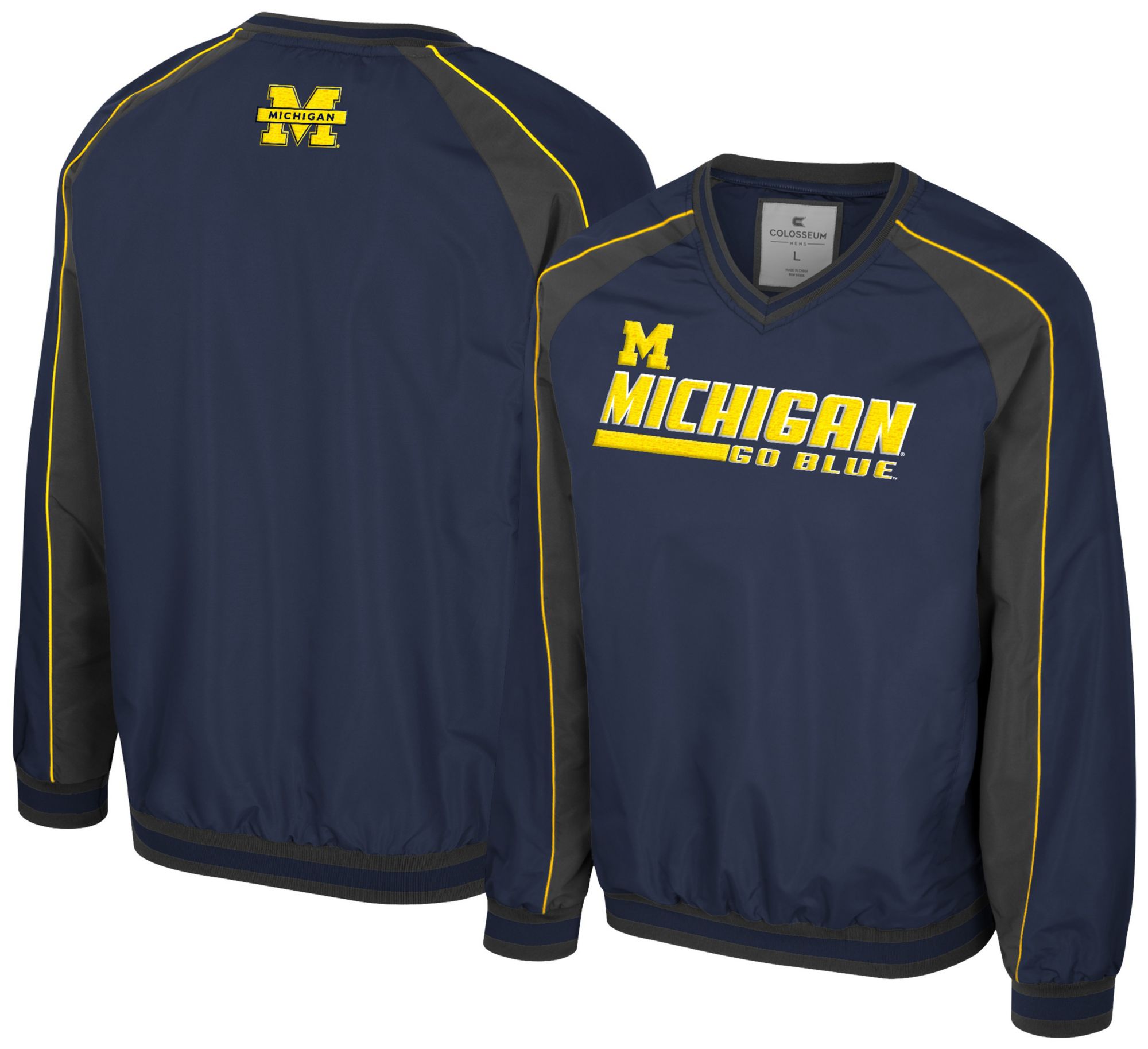 Colosseum Men's Michigan Wolverines Navy Goes America Coach Pullover Jacket product image