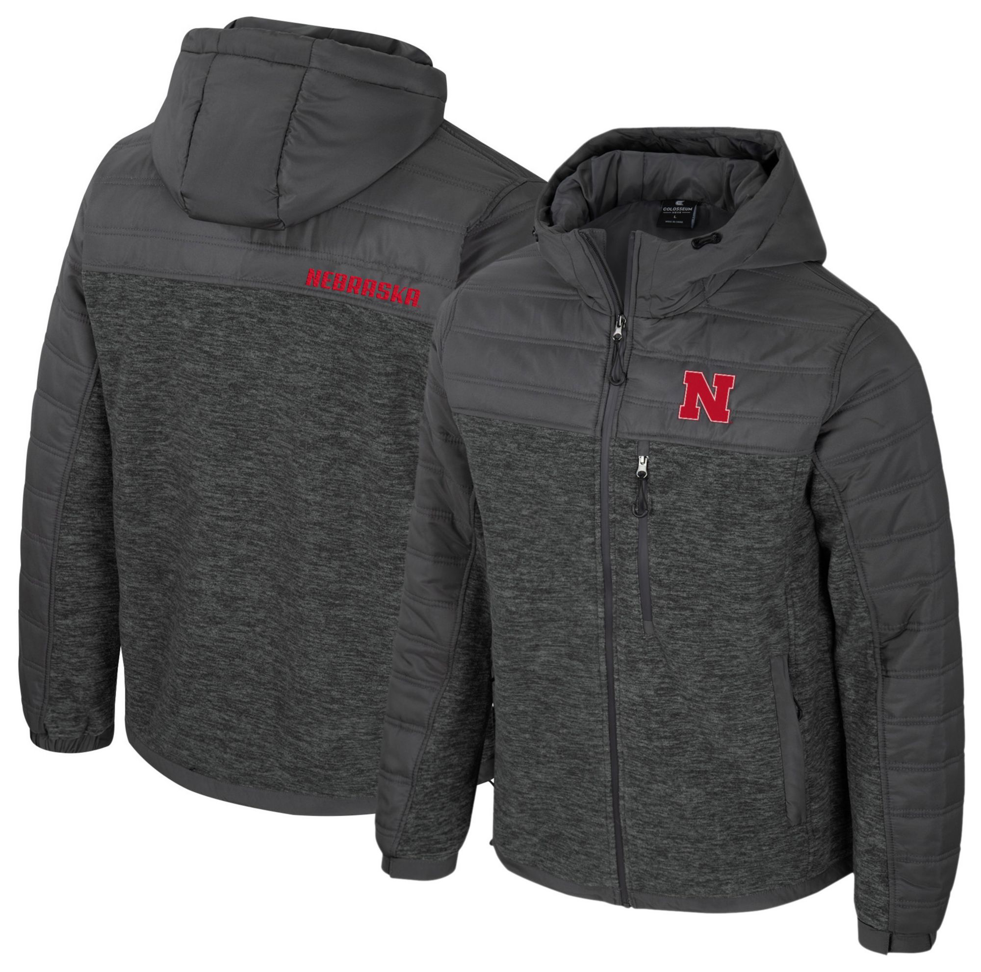 Colosseum Men's Nebraska Cornhuskers Charcoal Nightman Full-Zip Jacket product image