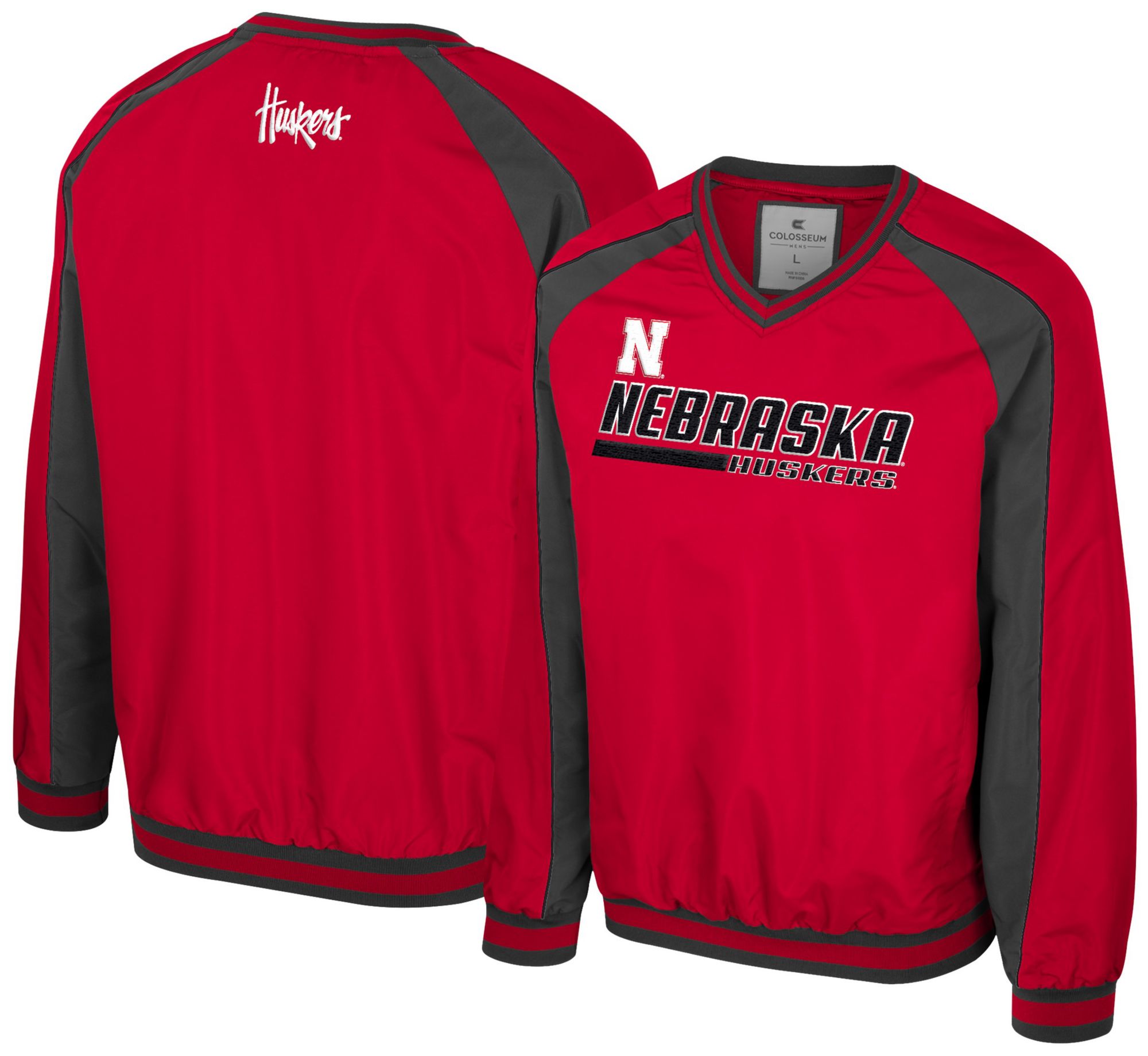 Colosseum Men's Nebraska Cornhuskers Red Goes America Coach Pullover Jacket product image