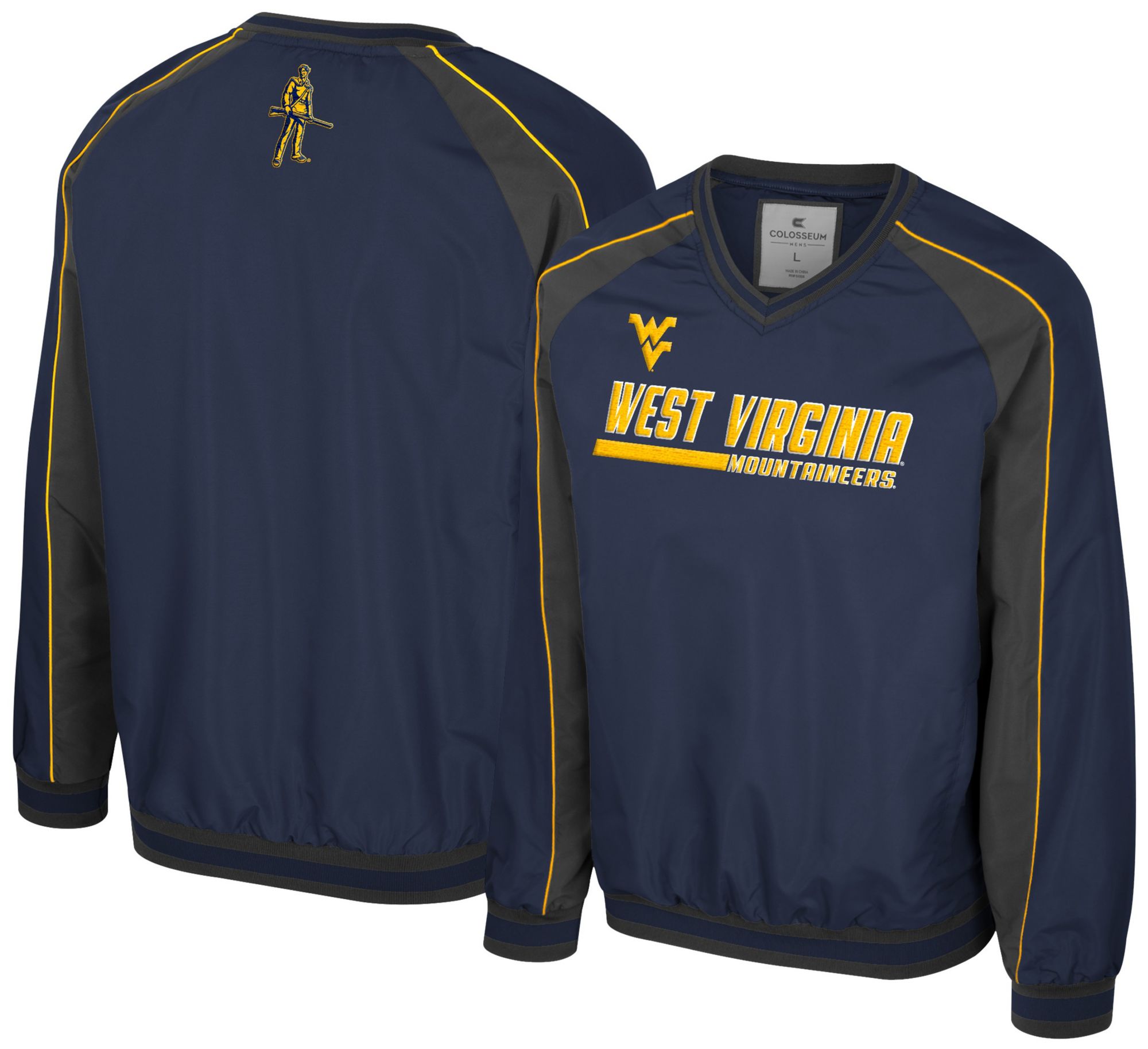 Colosseum Men's West Virginia Mountaineers Navy Goes America Coach Pullover Jacket product image