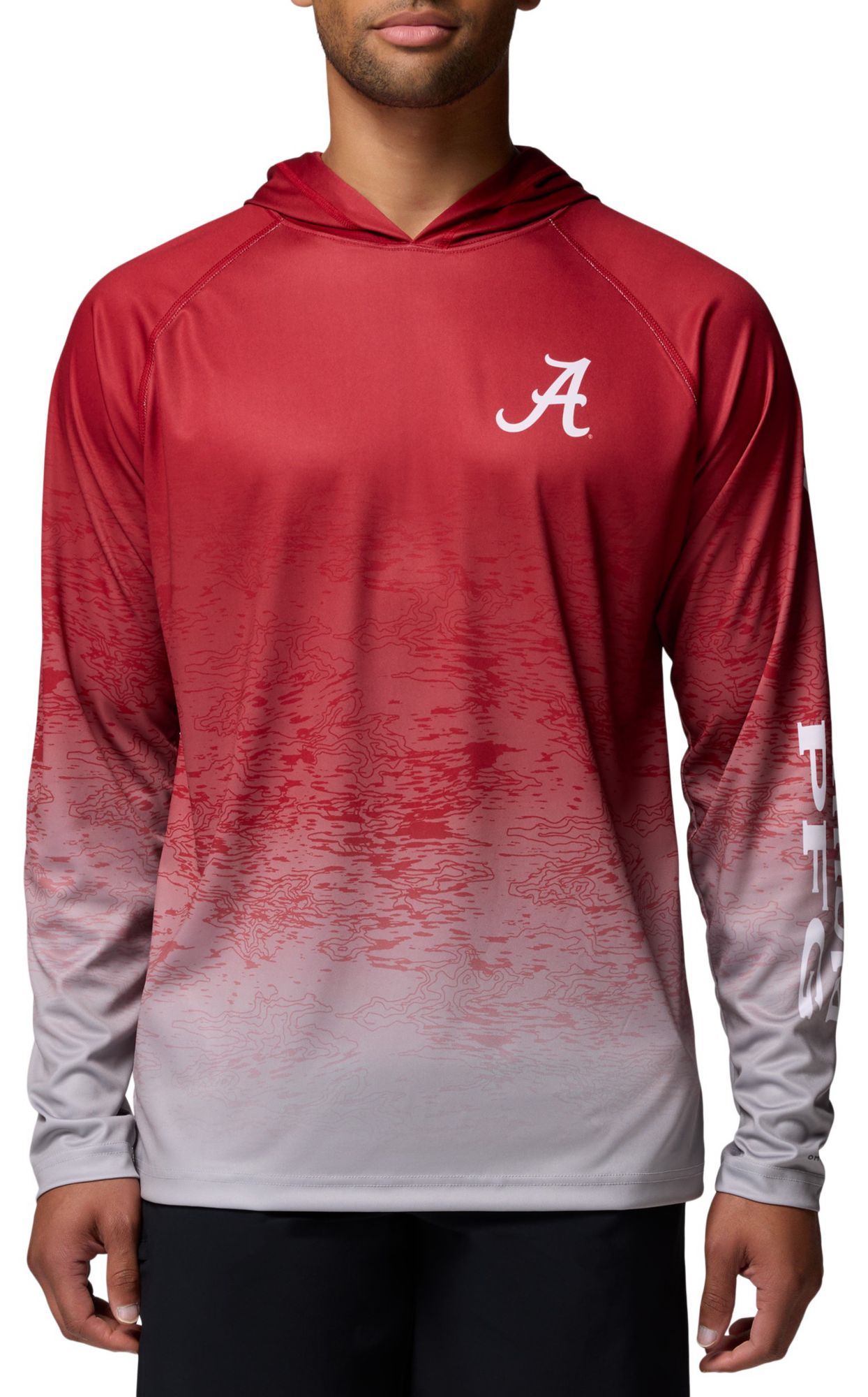 Columbia Men's Alabama Crimson Tide Red Super Terminal Tackle Ombre Pullover Hoodie product image