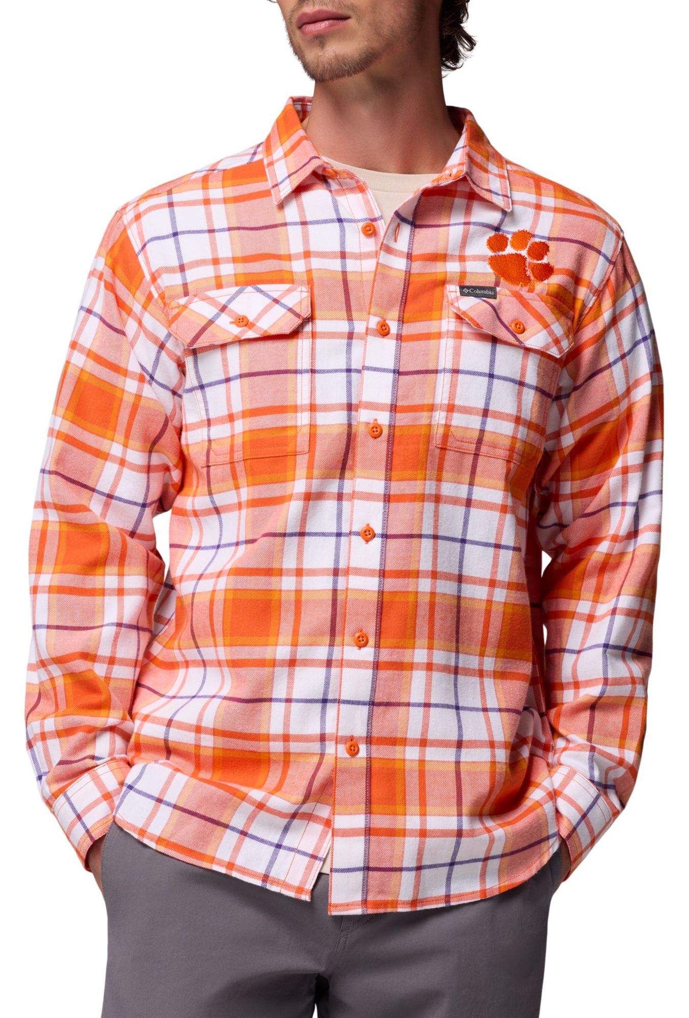 Columbia Men's Clemson Tigers Orange Flare Gun Flannel Long Sleeve Shirt product image