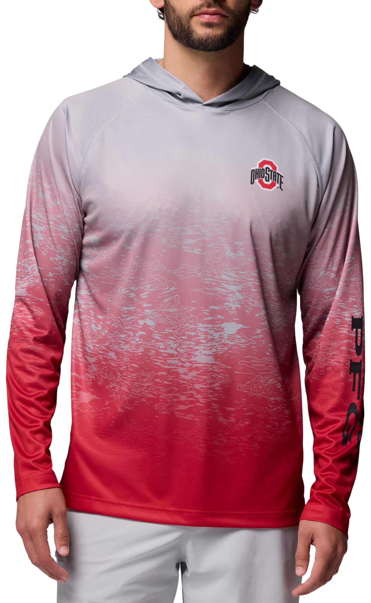 Columbia Men's Ohio State Buckeyes Grey Super Terminal Tackle Ombre Pullover Hoodie product image