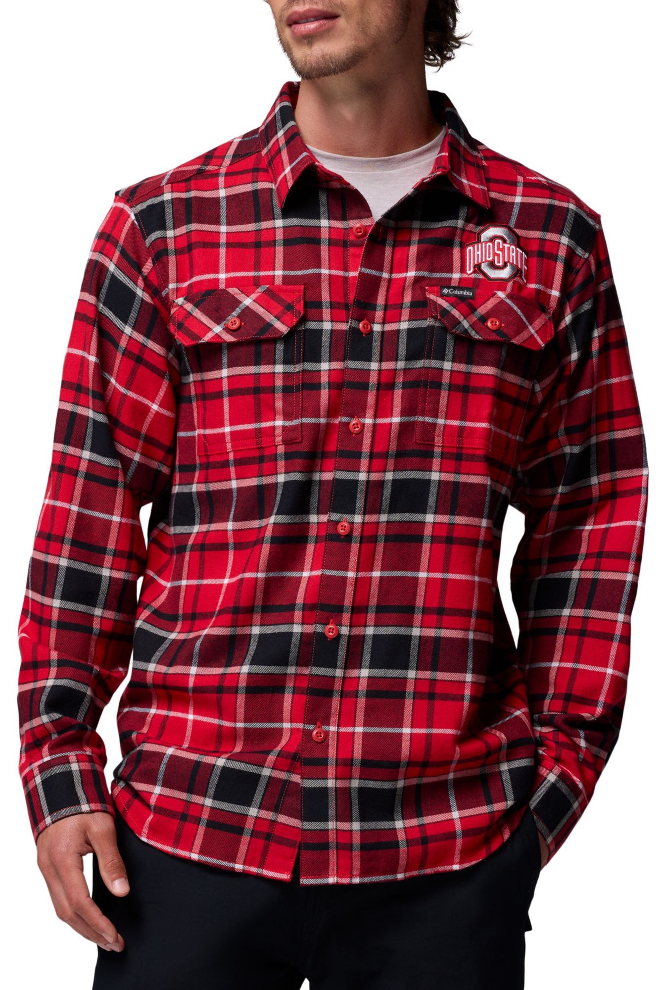 Columbia Men's Ohio State Buckeyes Red Flare Gun Flannel Long Sleeve Shirt product image