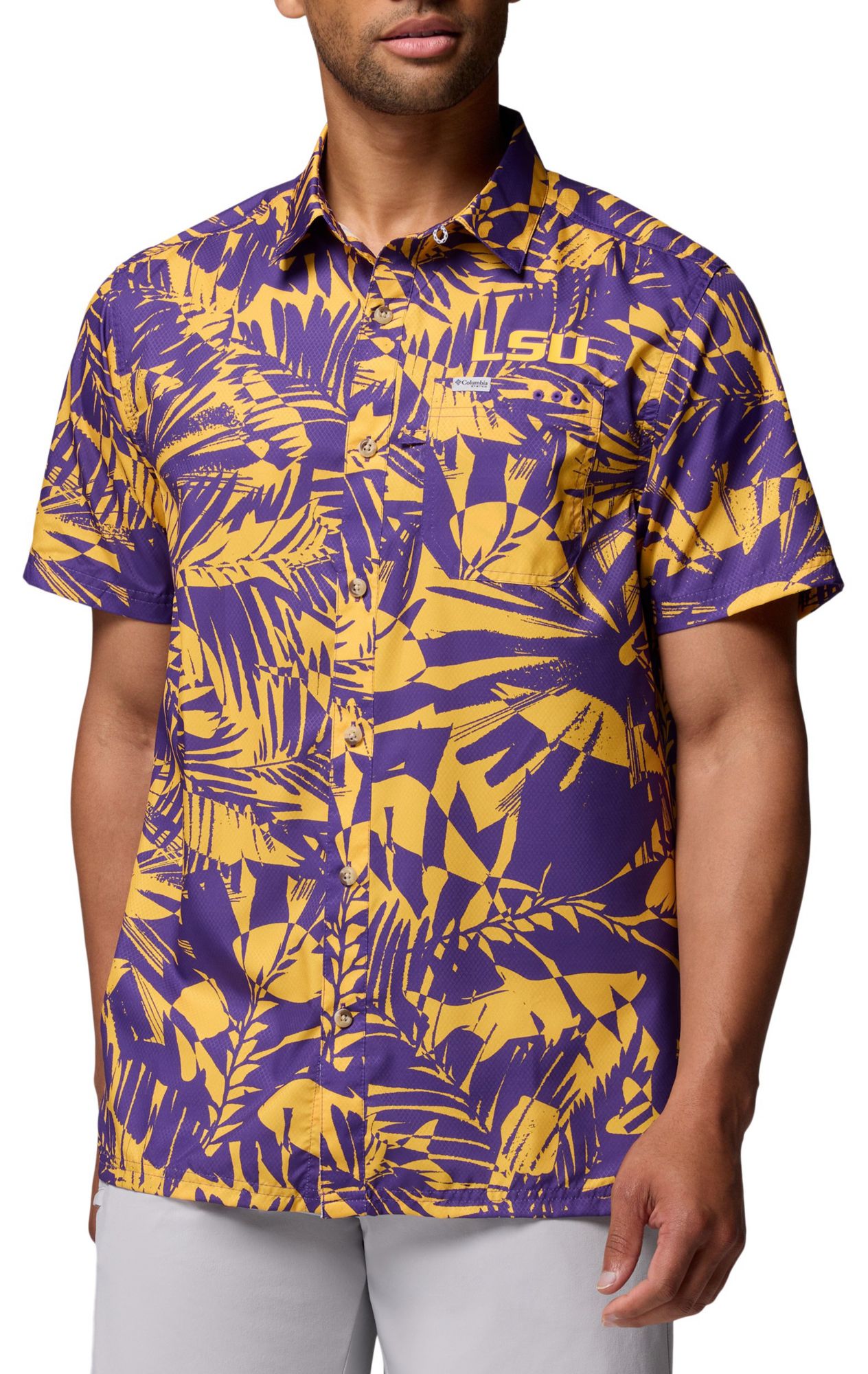 Columbia Men's LSU Tigers Vivid Purple Super Slack Tide T-Shirt product image