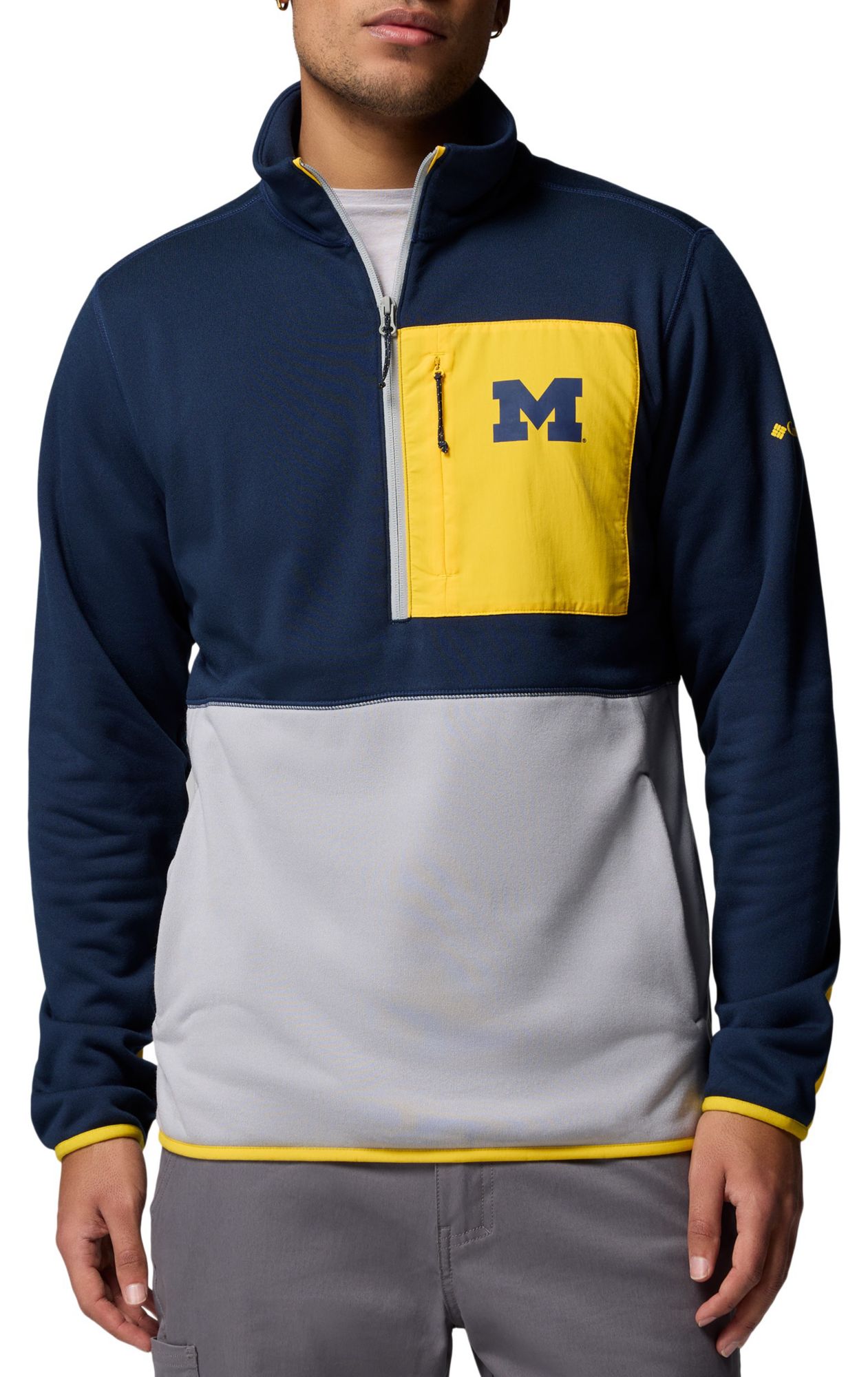 Columbia Men's Michigan Wolverines Collegiate Navy Hike Half-Zip Jacket product image
