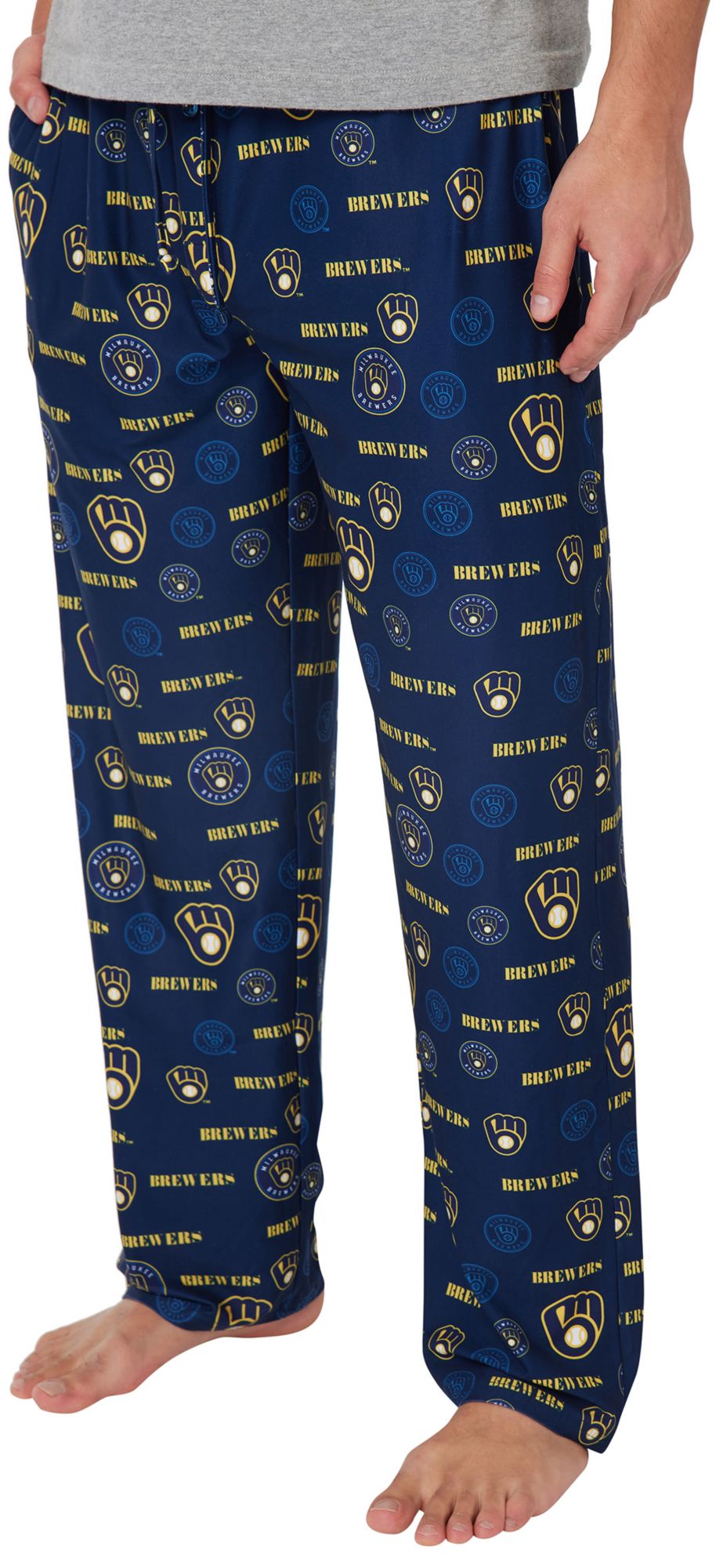 Concepts Sport Adult Milwaukee Brewers Navy Mosaic All Over Print Sleep Pants product image