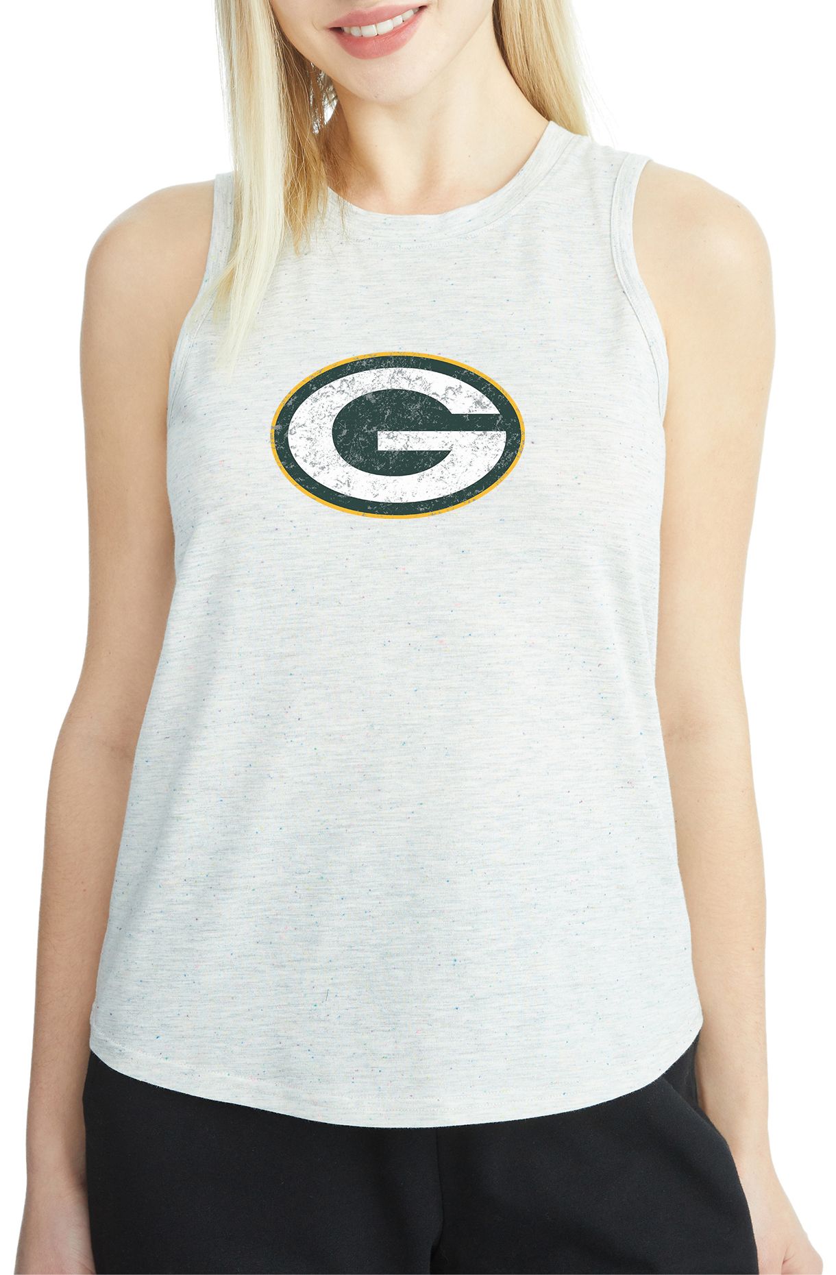 Concepts Sport Women's Green Bay Packers Grey Speckle Tank Top product image