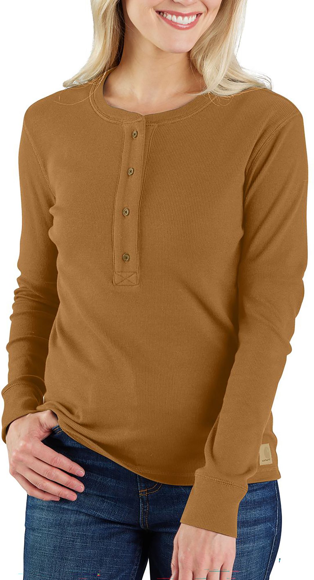 Carhartt Women's TENCEL™ Fiber Relaxed Fit Ribbed Henley Shirt product image