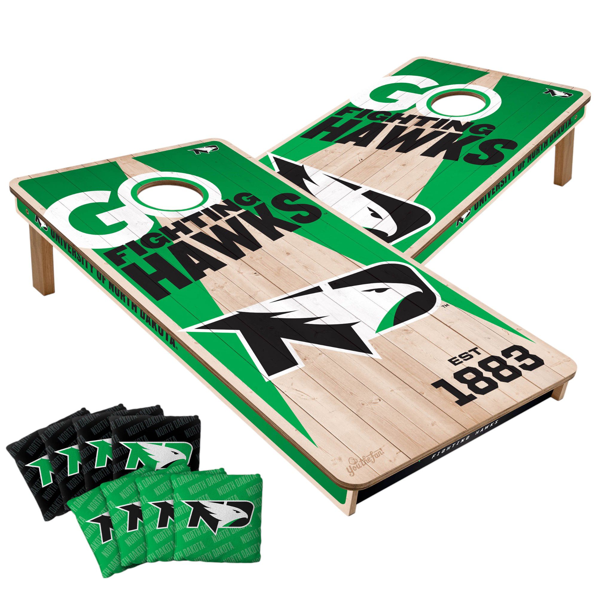 YouTheFan North Dakota Fighting Hawks 2' x 4' Cornhole Boards product image