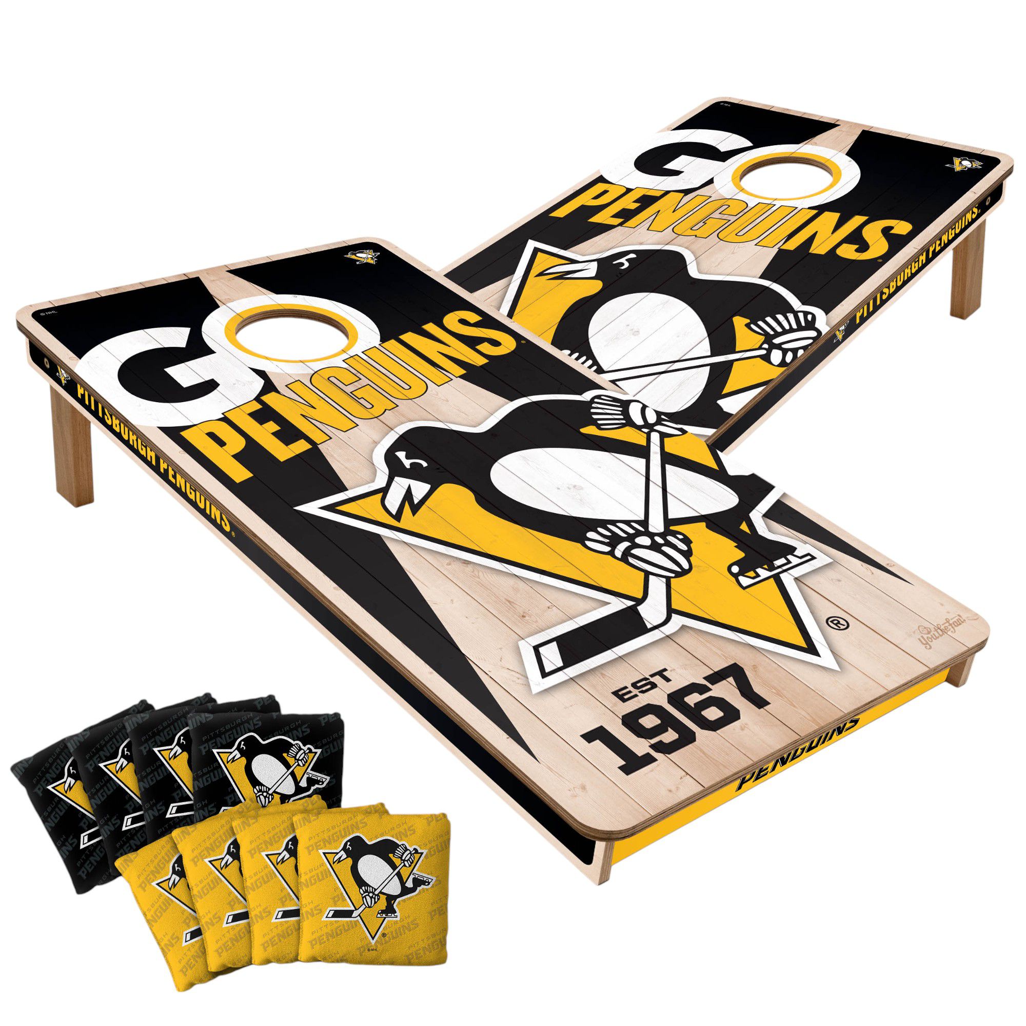 YouTheFan Pittsburgh Penguins 2' x 4' Cornhole Boards product image