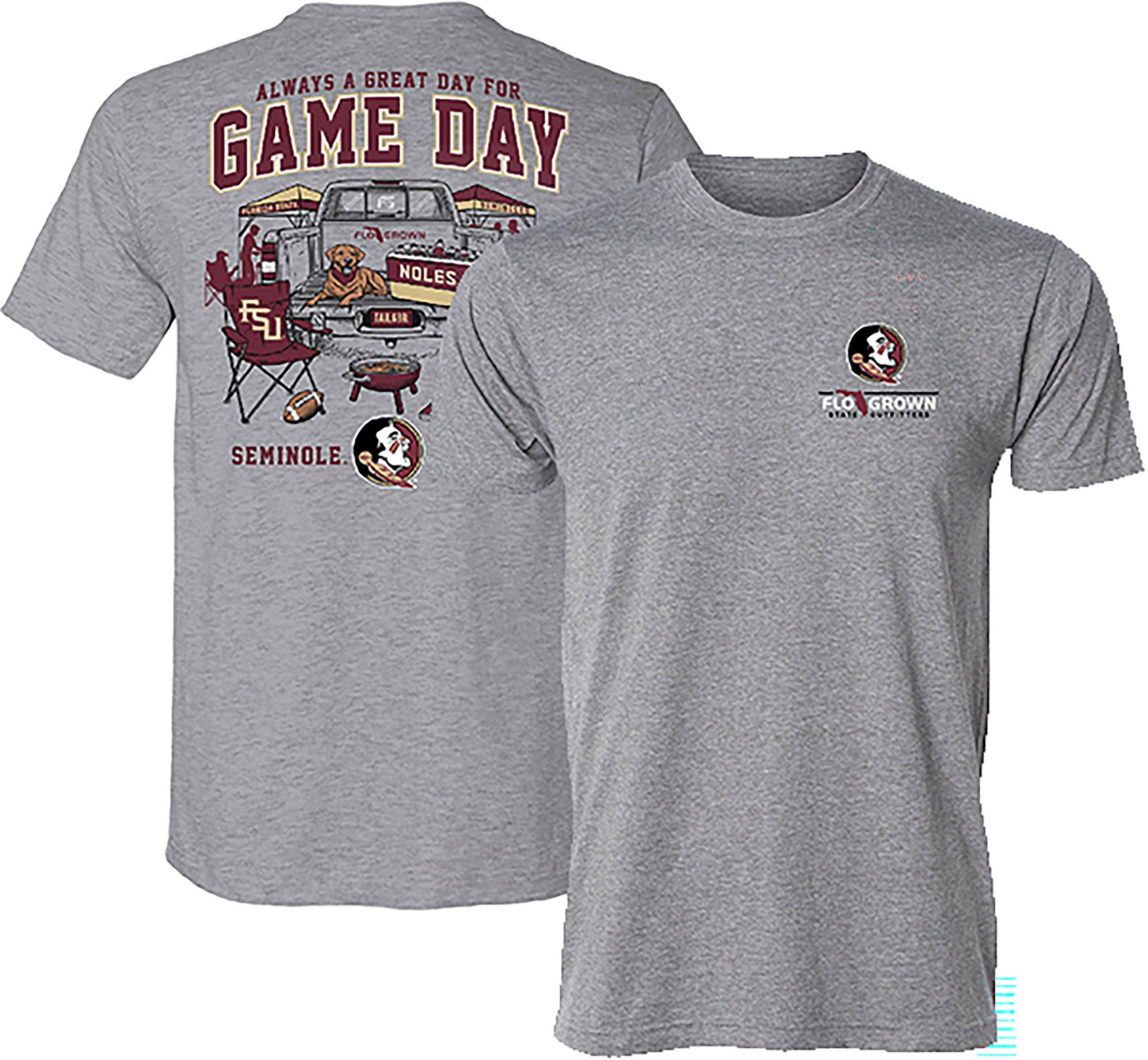 FloGrown Men's Florida State Seminoles Heather Gray Game Day Tailgate Short Sleeve T-Shirt product image