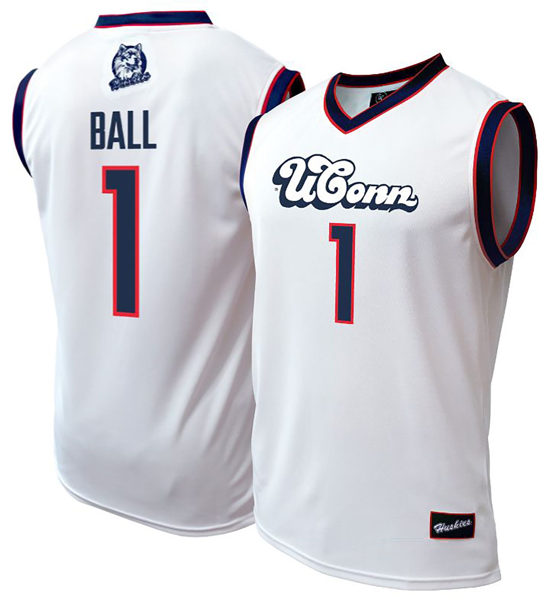 Genuine Collective Men's UConn Huskies Solo Ball #1 White Jersey product image