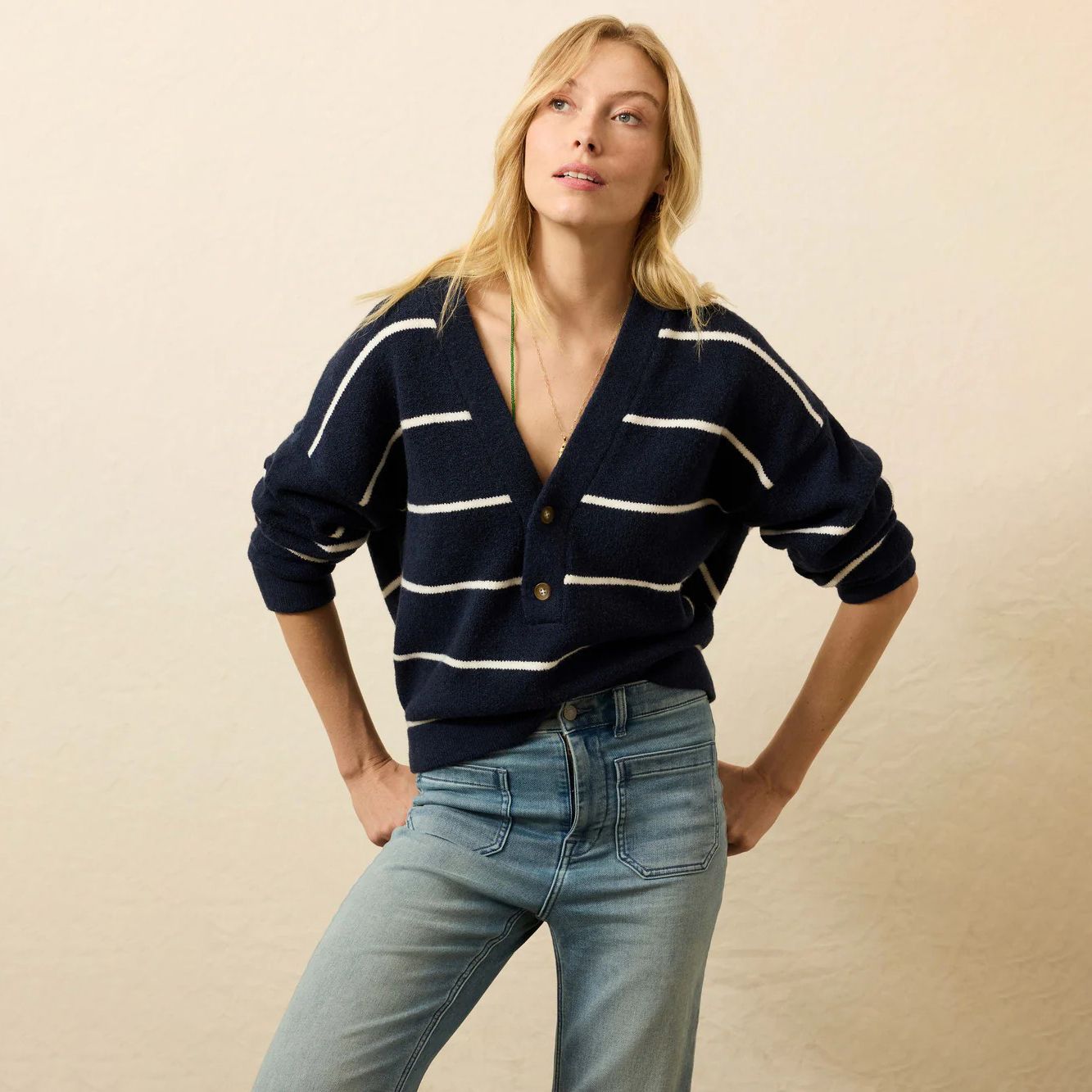 Faherty Women's Jackson V-Neck Popover Sweater product image