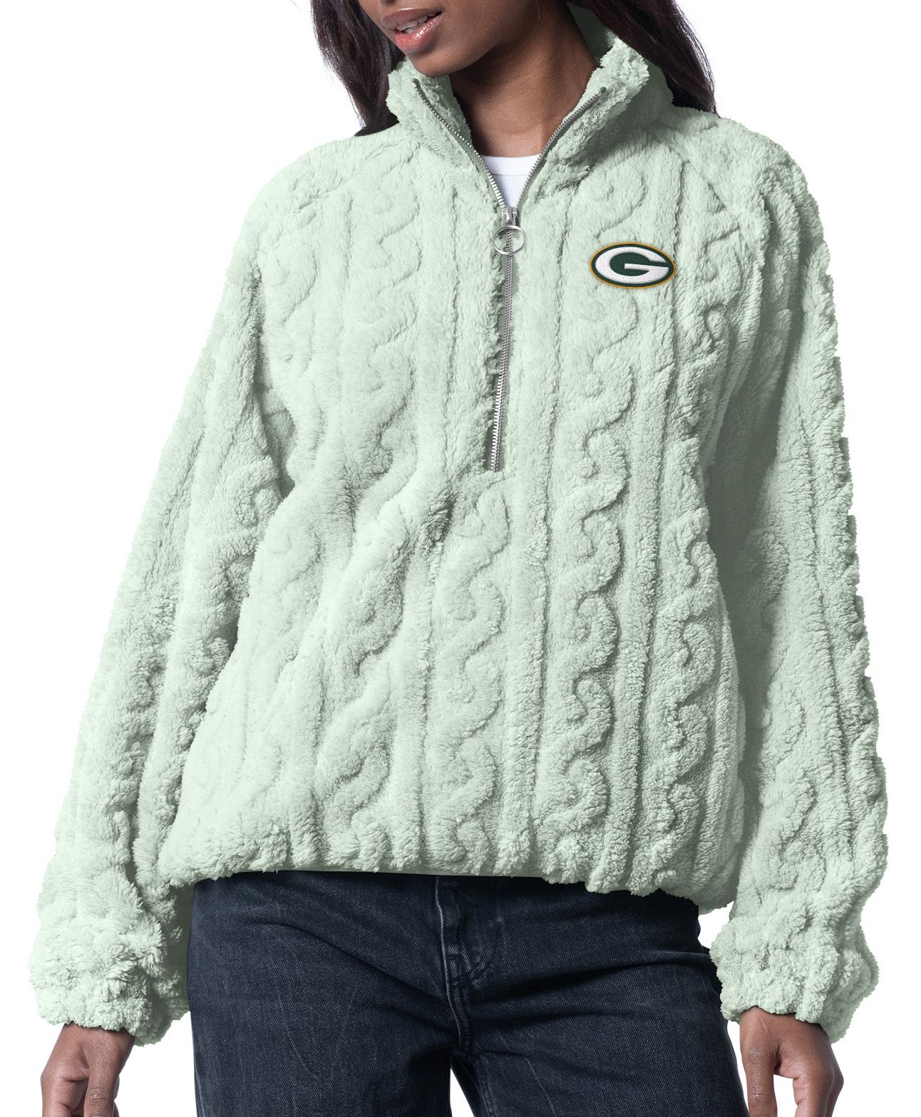 G-III for Her Women's Green Bay Packers Sage Camp Sherpa 1/2 Zip Jacket product image