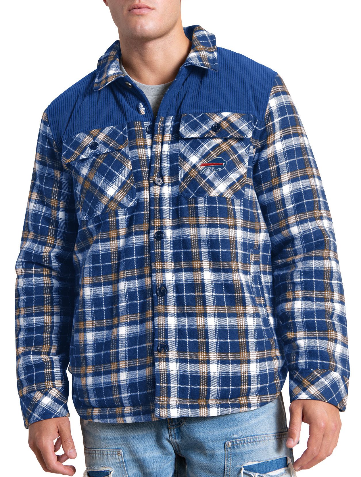G-III Men's Buffalo Bills Royal Plaid Black Shirt Jacket product image