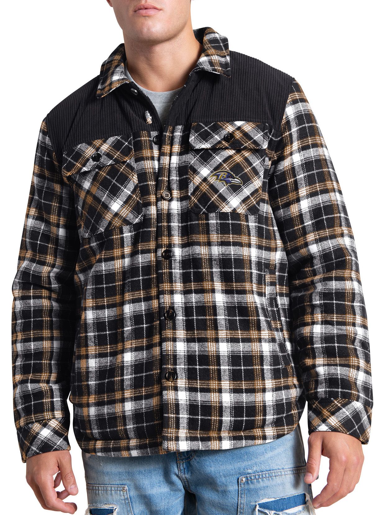 G-III Men's Baltimore Ravens Black Plaid Black Shirt Jacket product image