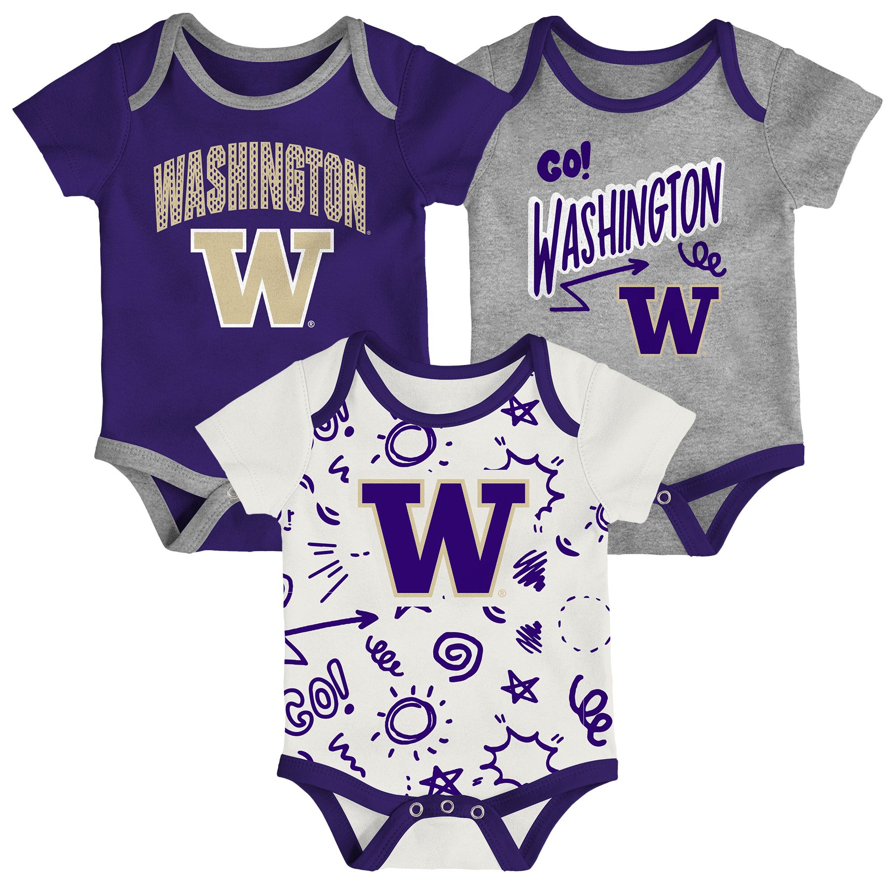 Gen2 Newborn Washington Huskies All Day Play Creeper Set product image