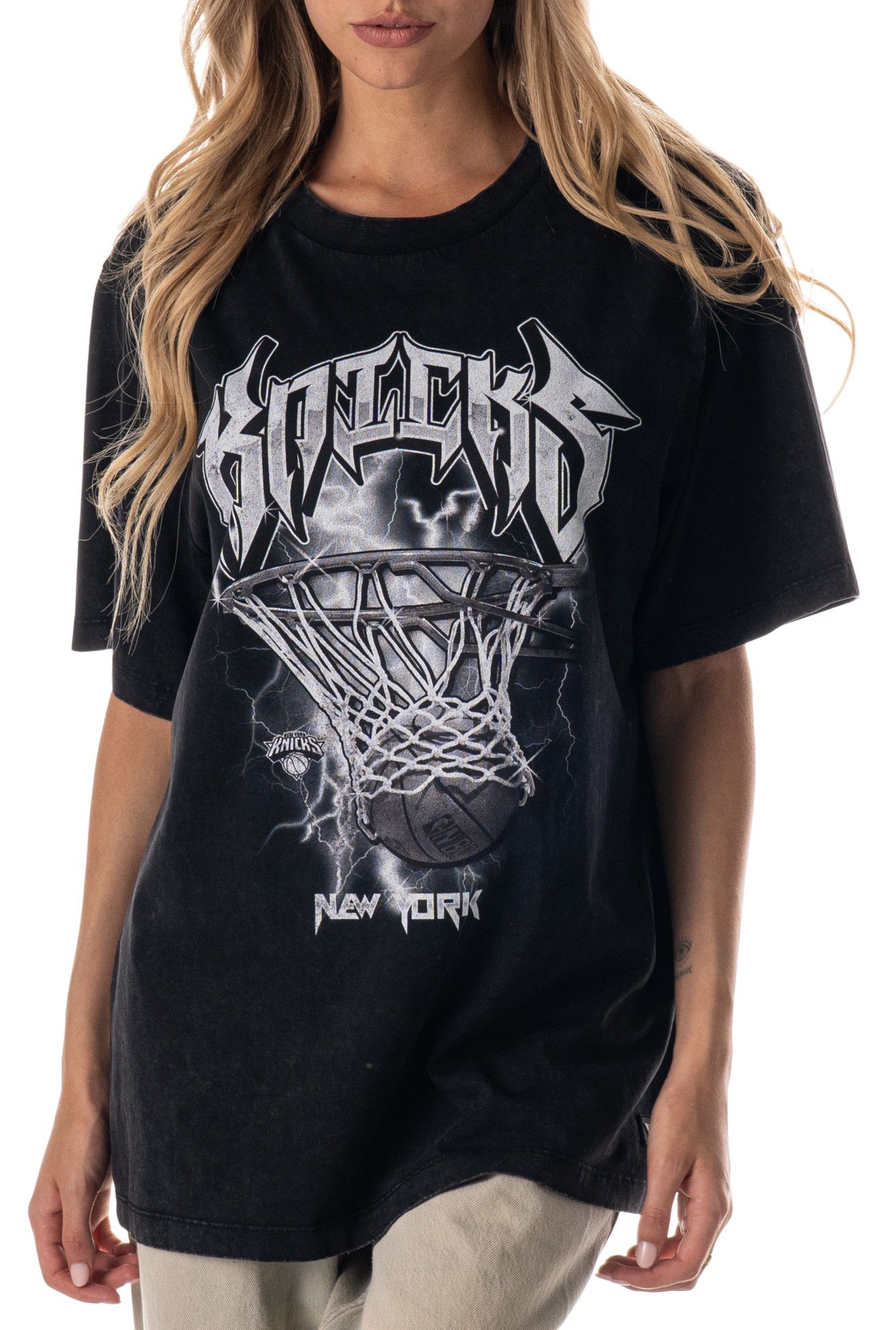 The Wild Collective Adult New York Knicks Black Band Tonal T-Shirt product image