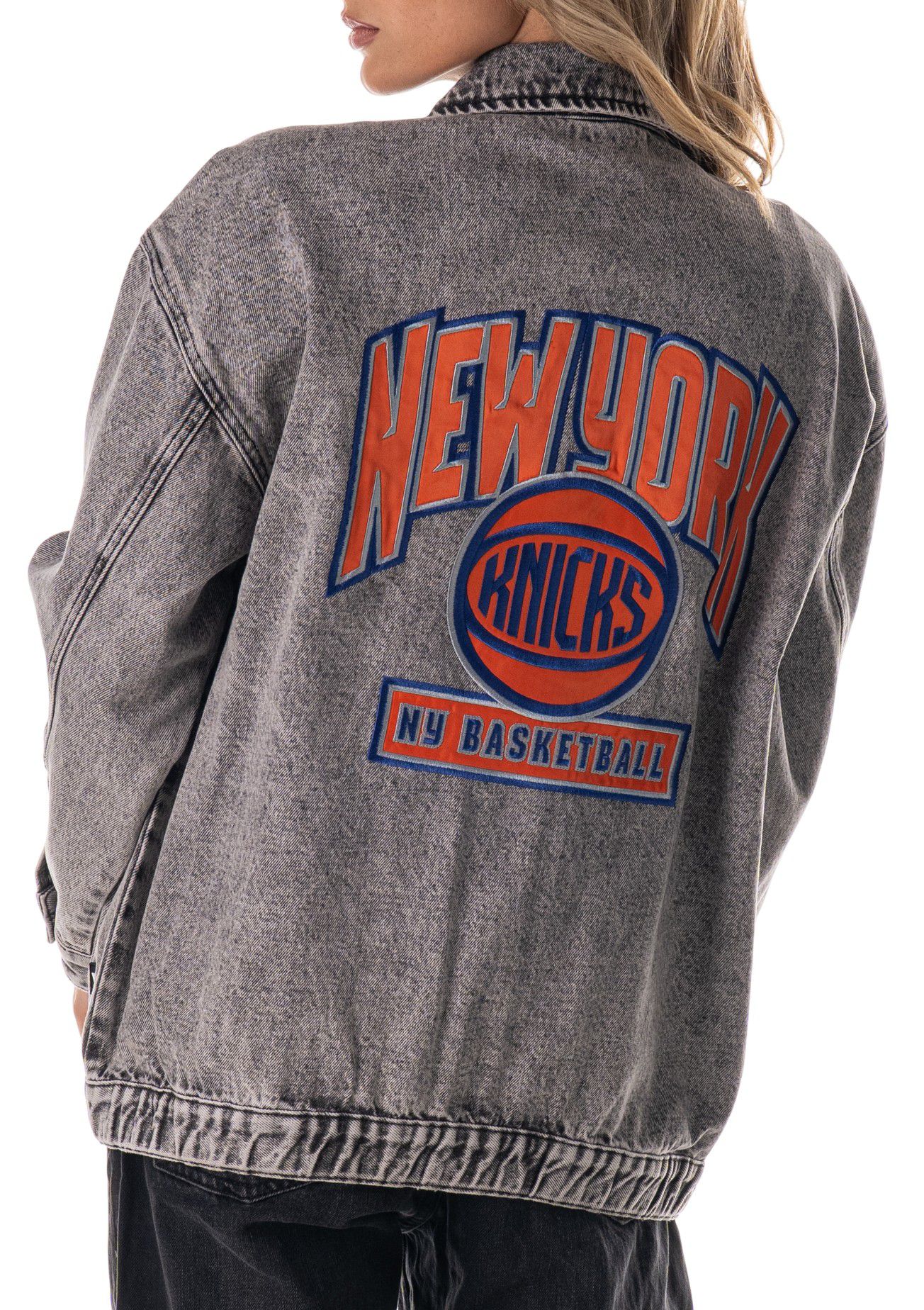 The Wild Collective Adult New York Knicks Grey Denim Cargo Jacket product image