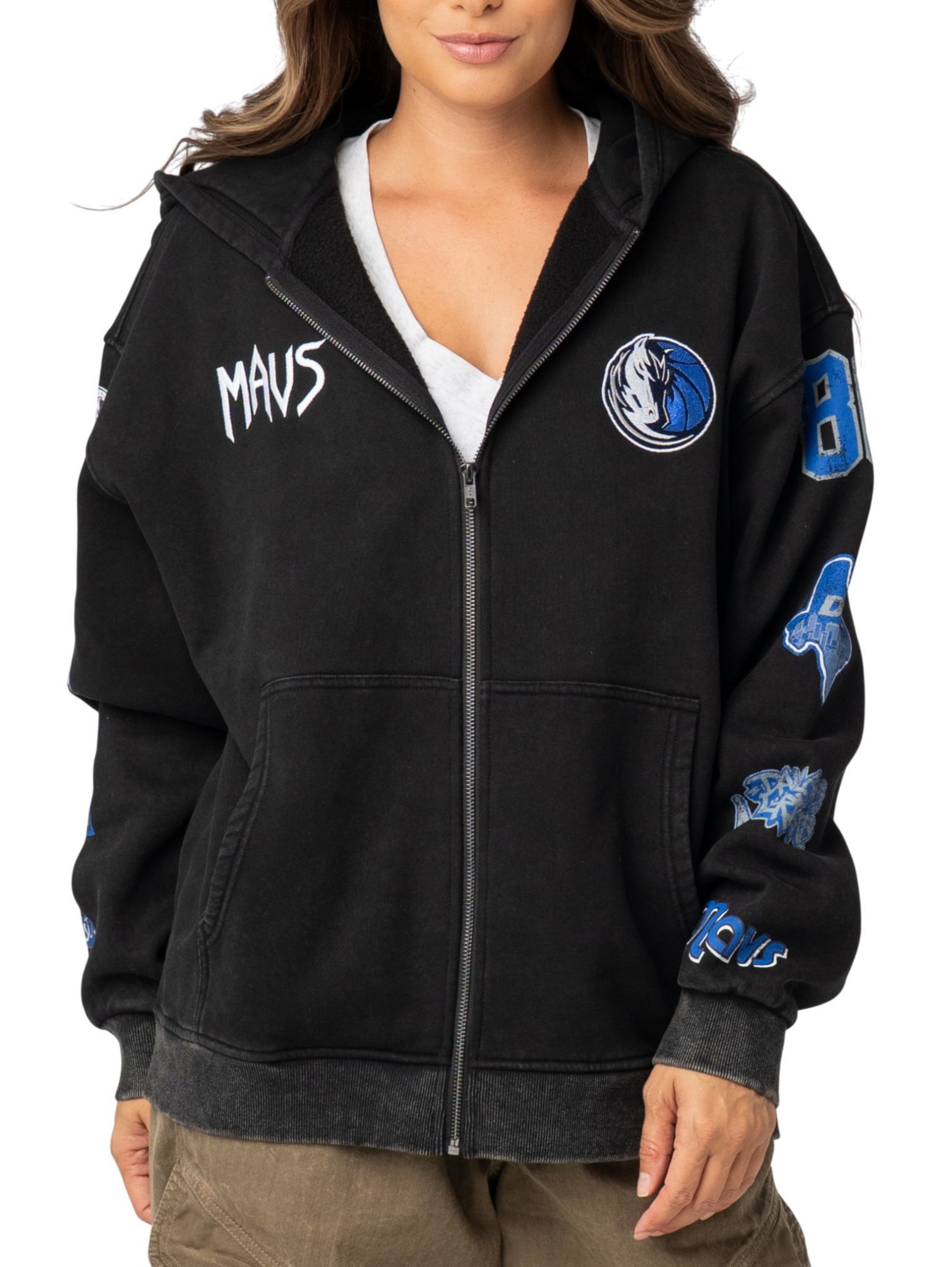 The Wild Collective Adult Dallas Mavericks Black Patch Full-Zip Hoodie product image